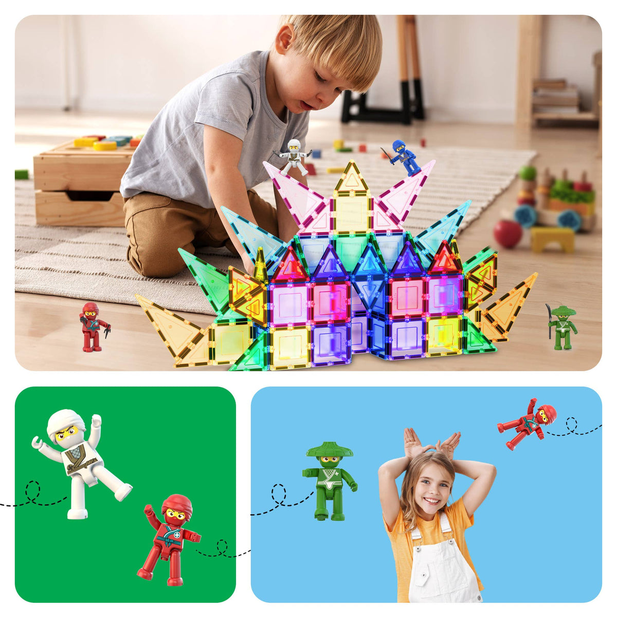 PicassoTiles 4pc Ninja Magnetic Action Figures