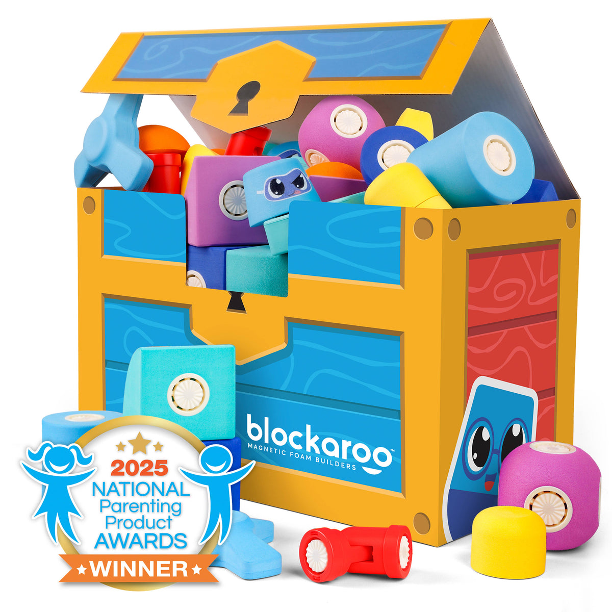 Blockaroo Magnetic Foam Blocks, 50-Pc Trunk Set, Ages 3+