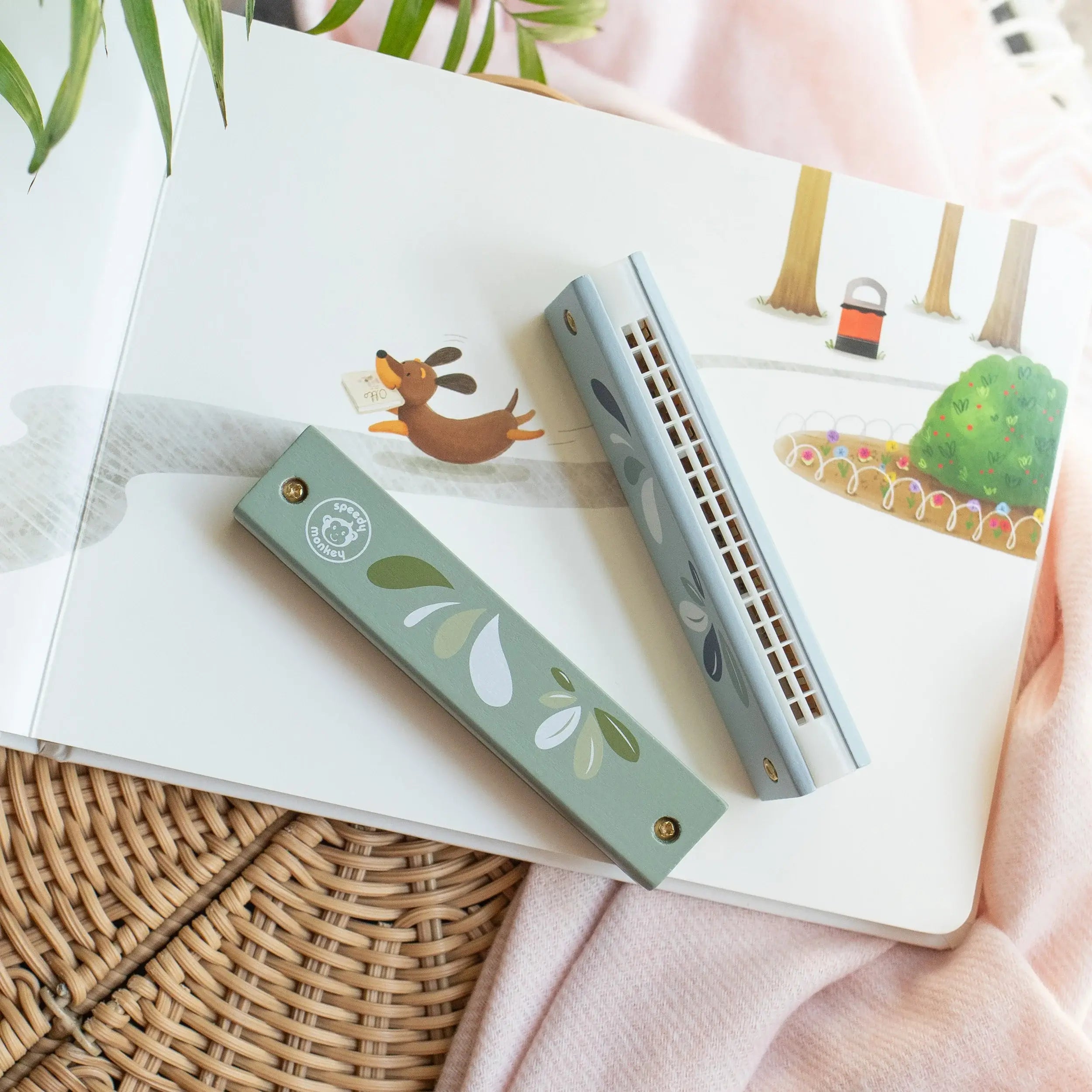 Display of 10 assorted Harmonicas