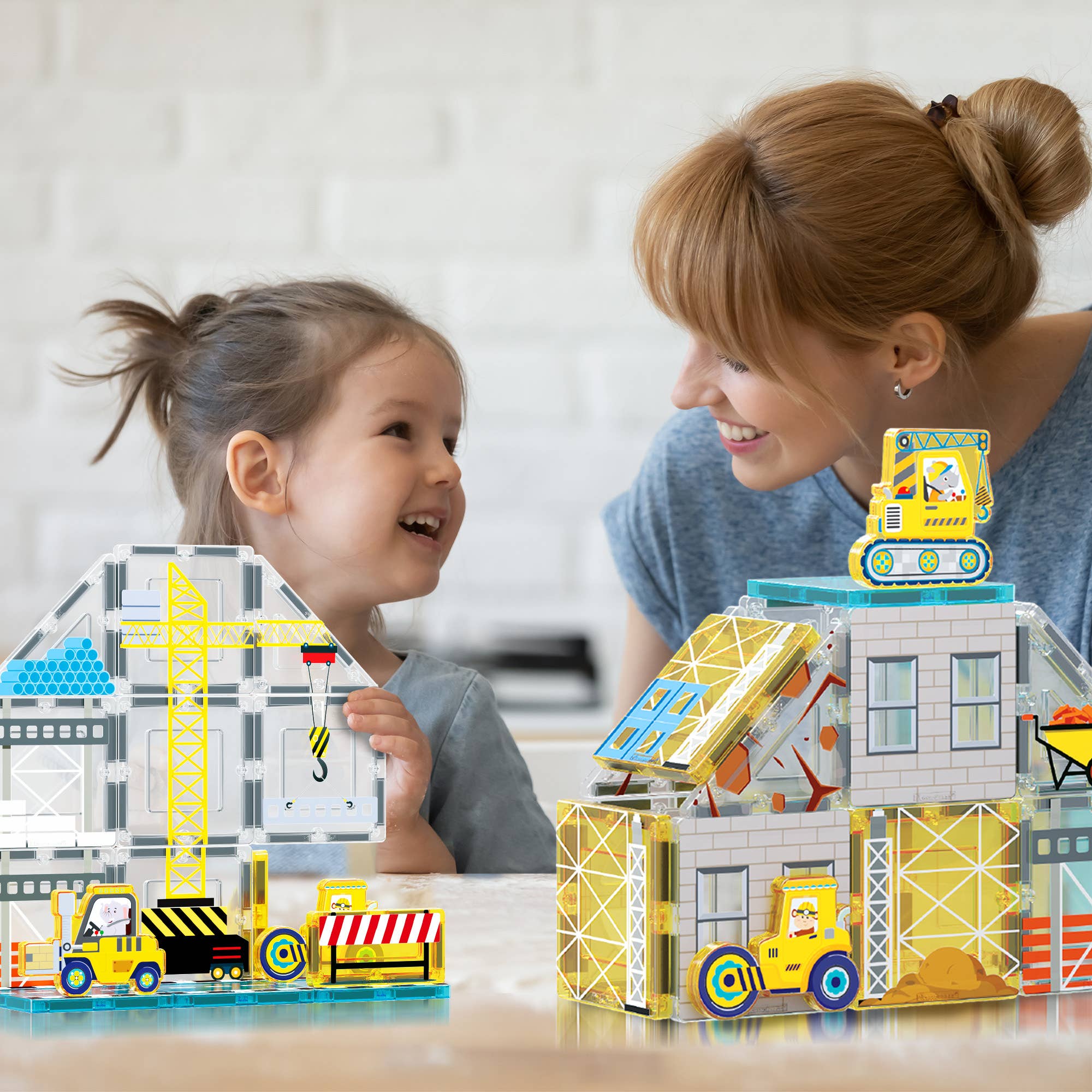 PicassoTiles 45pc Construction Magnetic Tile Building Set