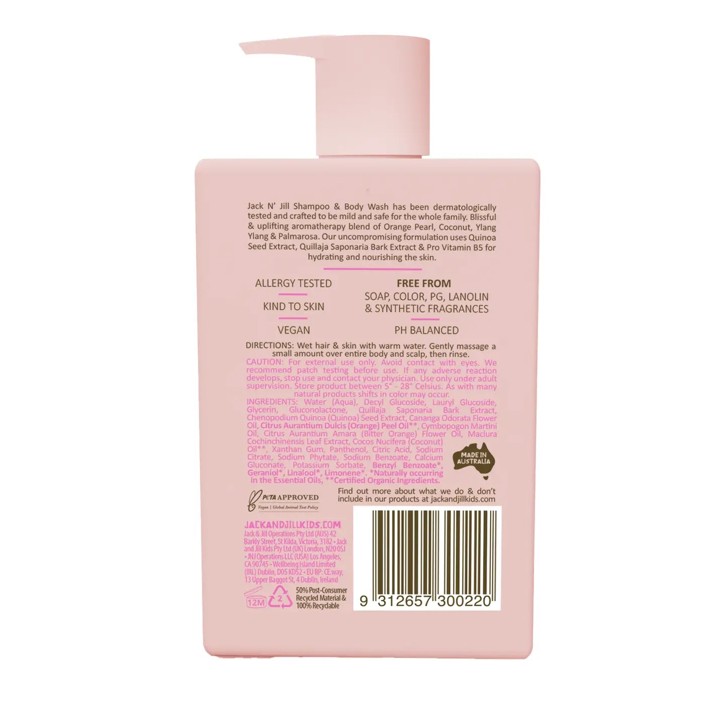 Jack N' Jill Shampoo & Body Wash - Natural 300mL