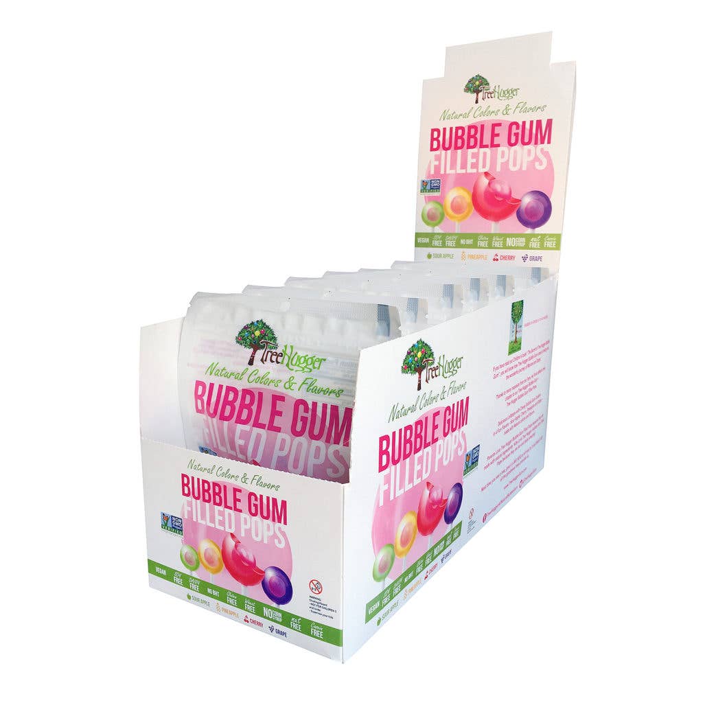 Tree Hugger Bubble Gum Filled Pops -12 Pops Per Bag