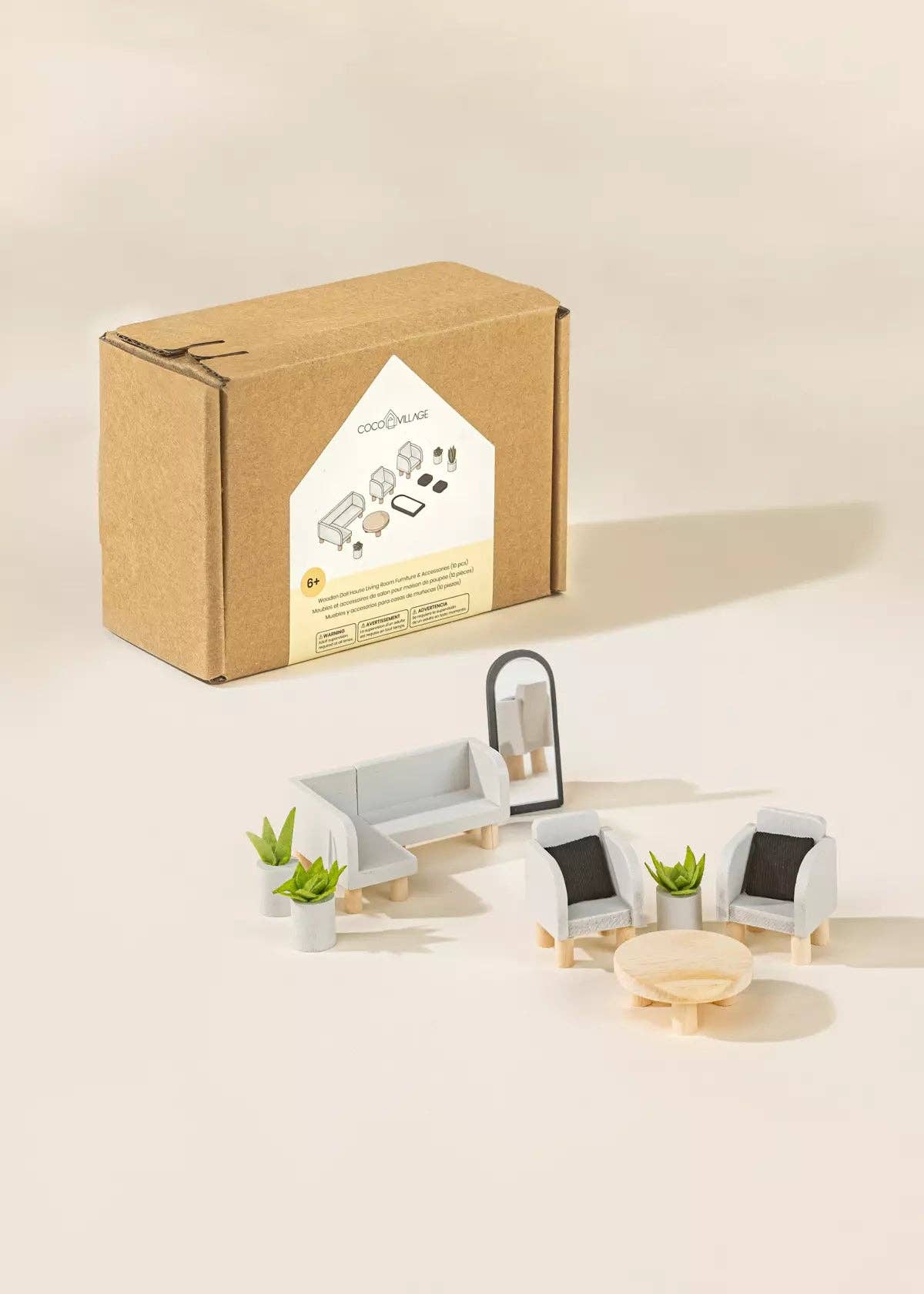 Wooden Doll House Living Room Furniture (10pcs)