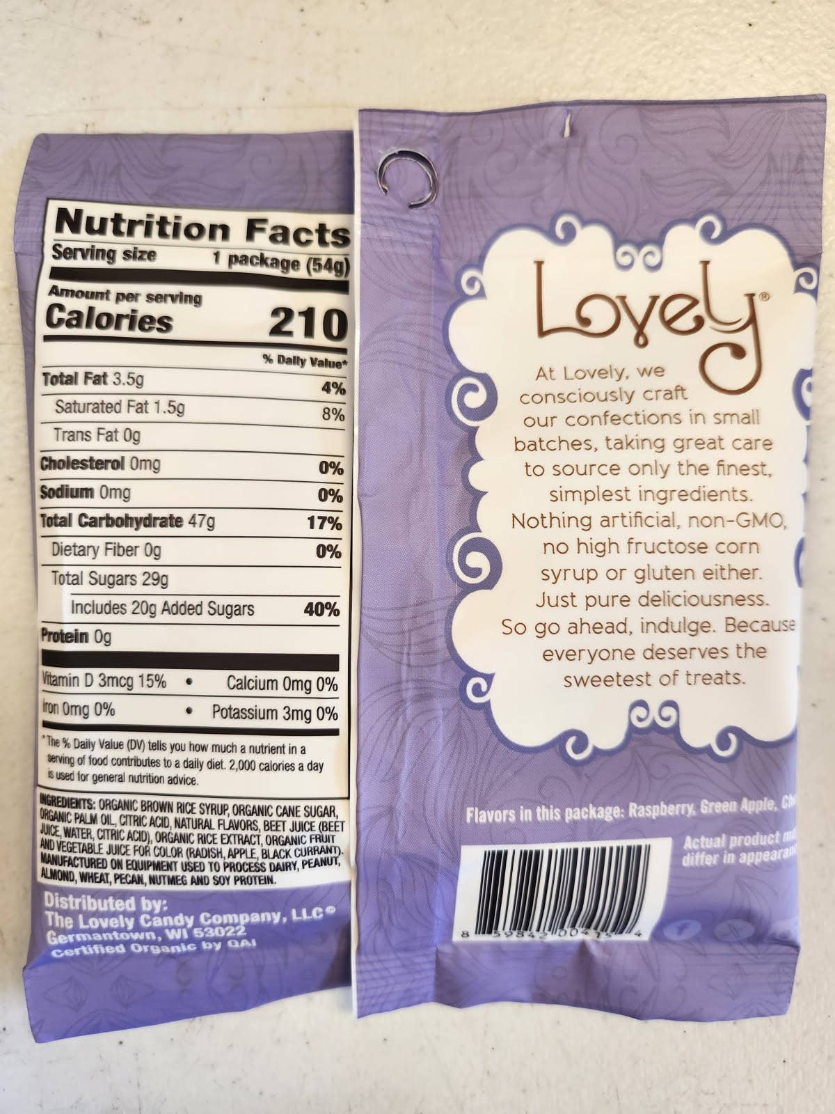 Organic Sour Chewy Candies 1.8oz Single Serve Bags - 24 Pack
