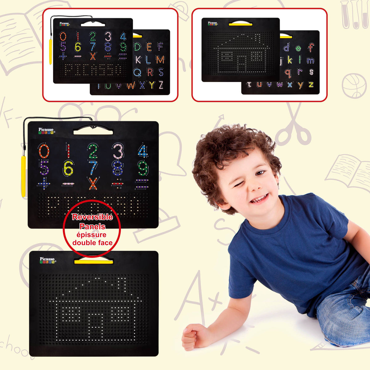 PicassoTiles 2PK Magnetic Educational Drawing Tablet Pad