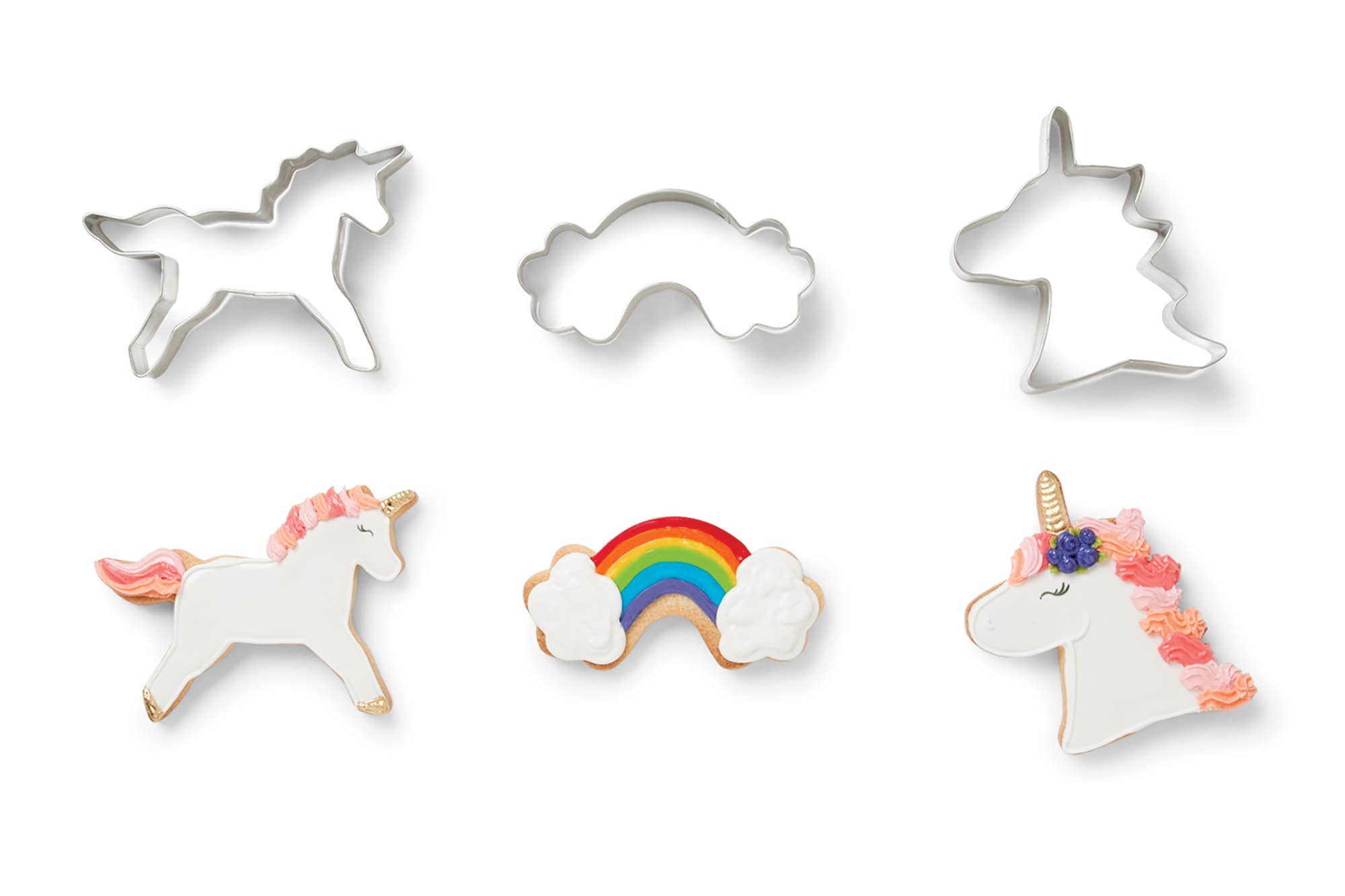 Fox Run Stainless Steel Unicorn Cookie Cutter, Set 3, 4"