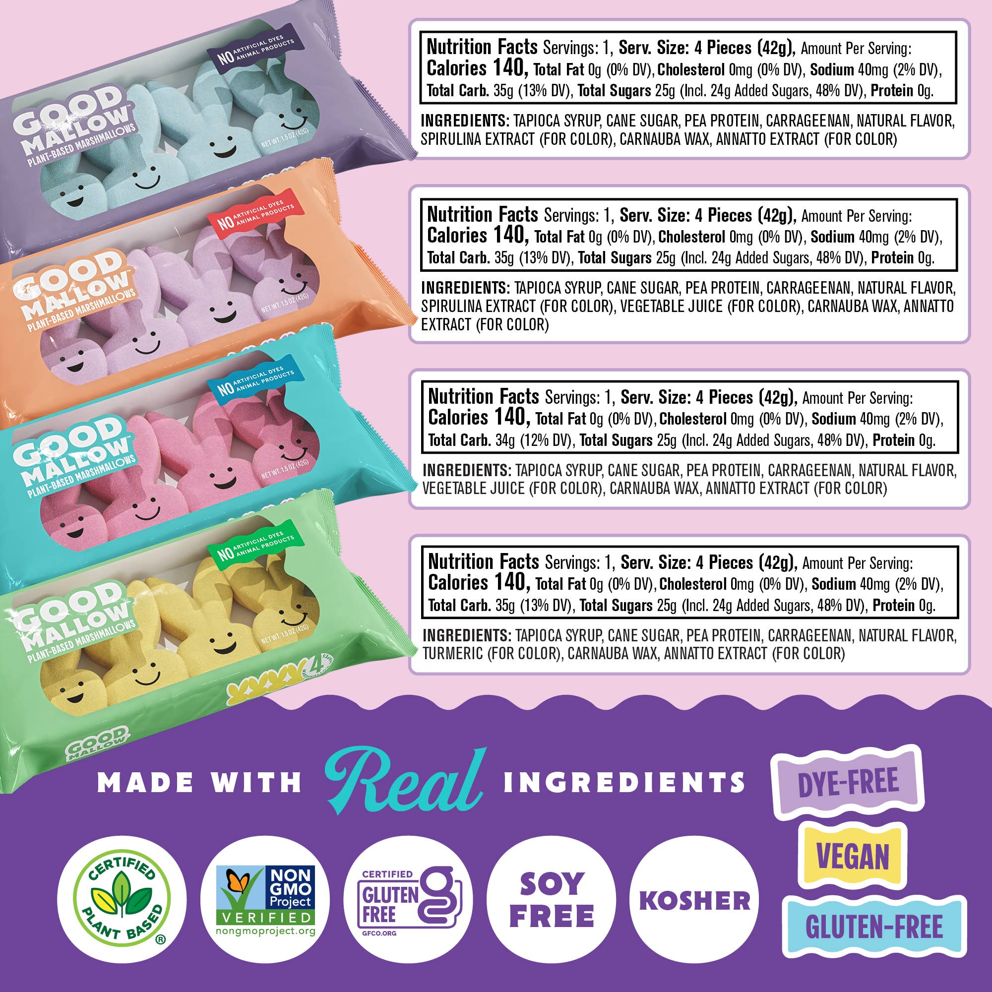 GoodMallow Plant-Based Easter Bunny Marshmallows