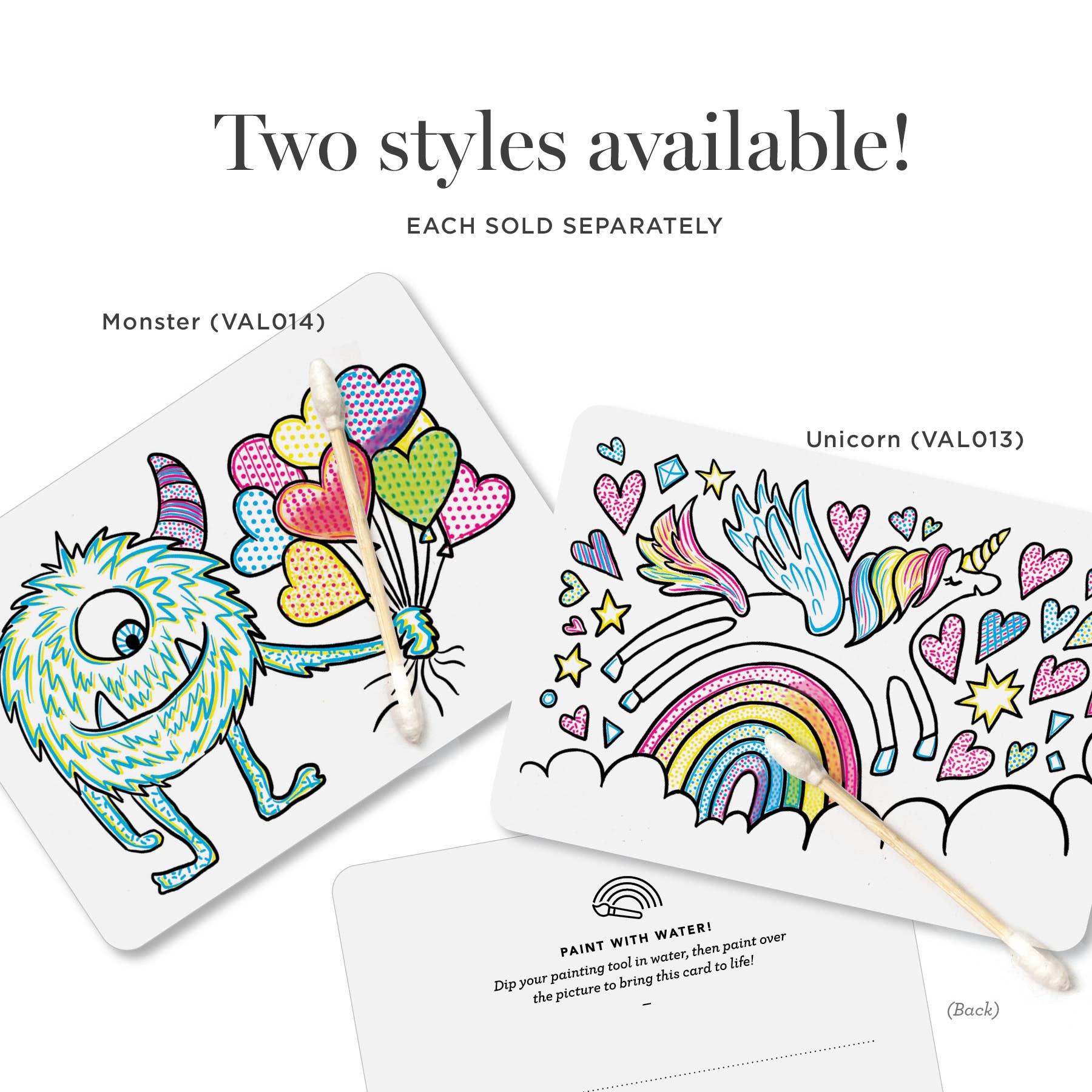 Paint with Water Valentine Cards - Monster