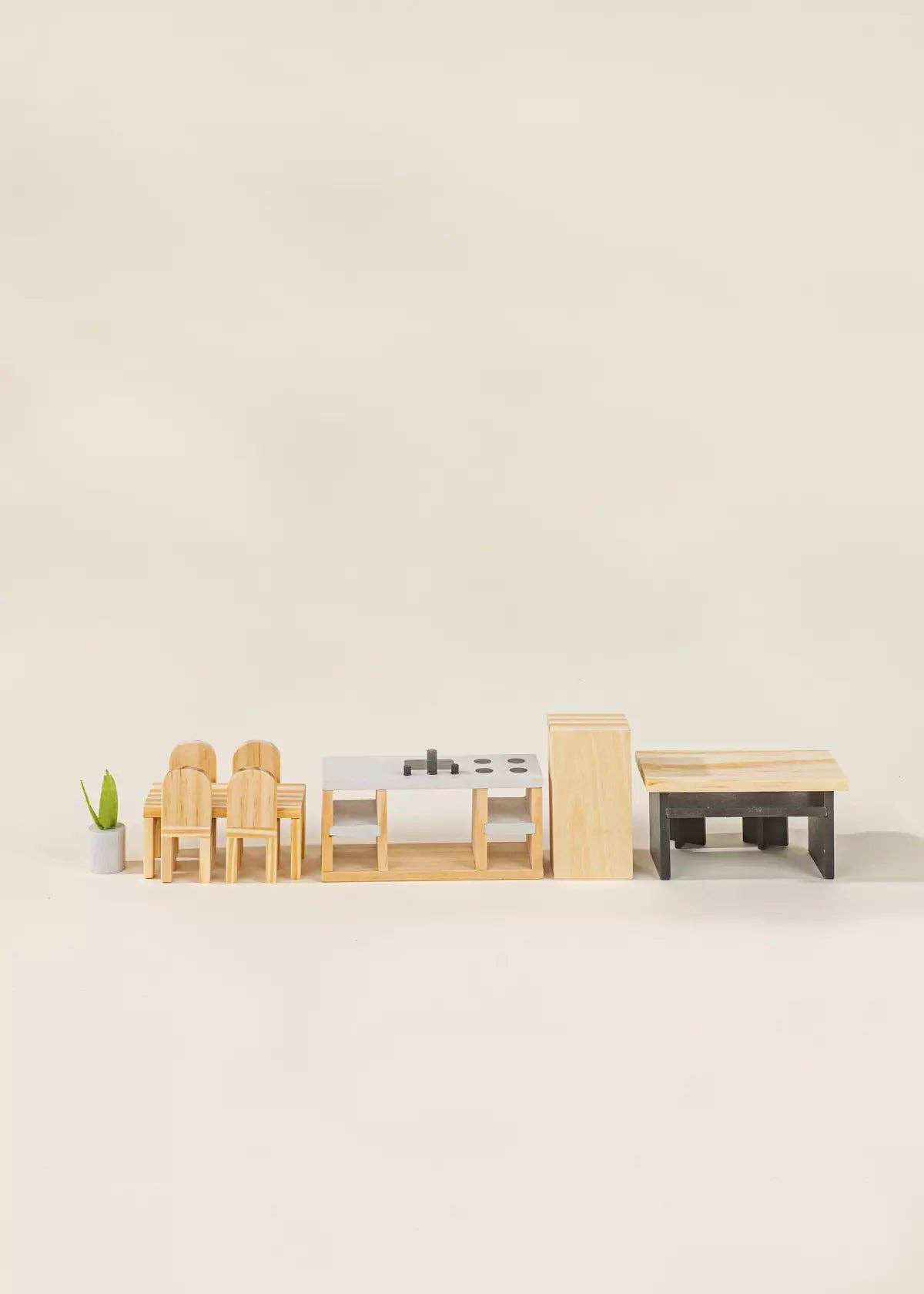 Wooden Doll House Kitchen Furniture (12 pcs)