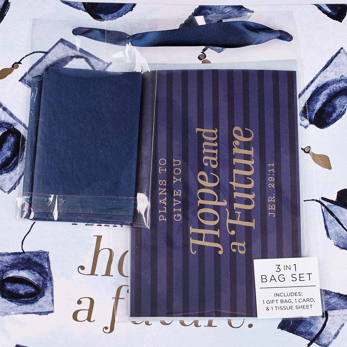 Hope & a Future Large Blue Gift Bag Set for Graduates with C