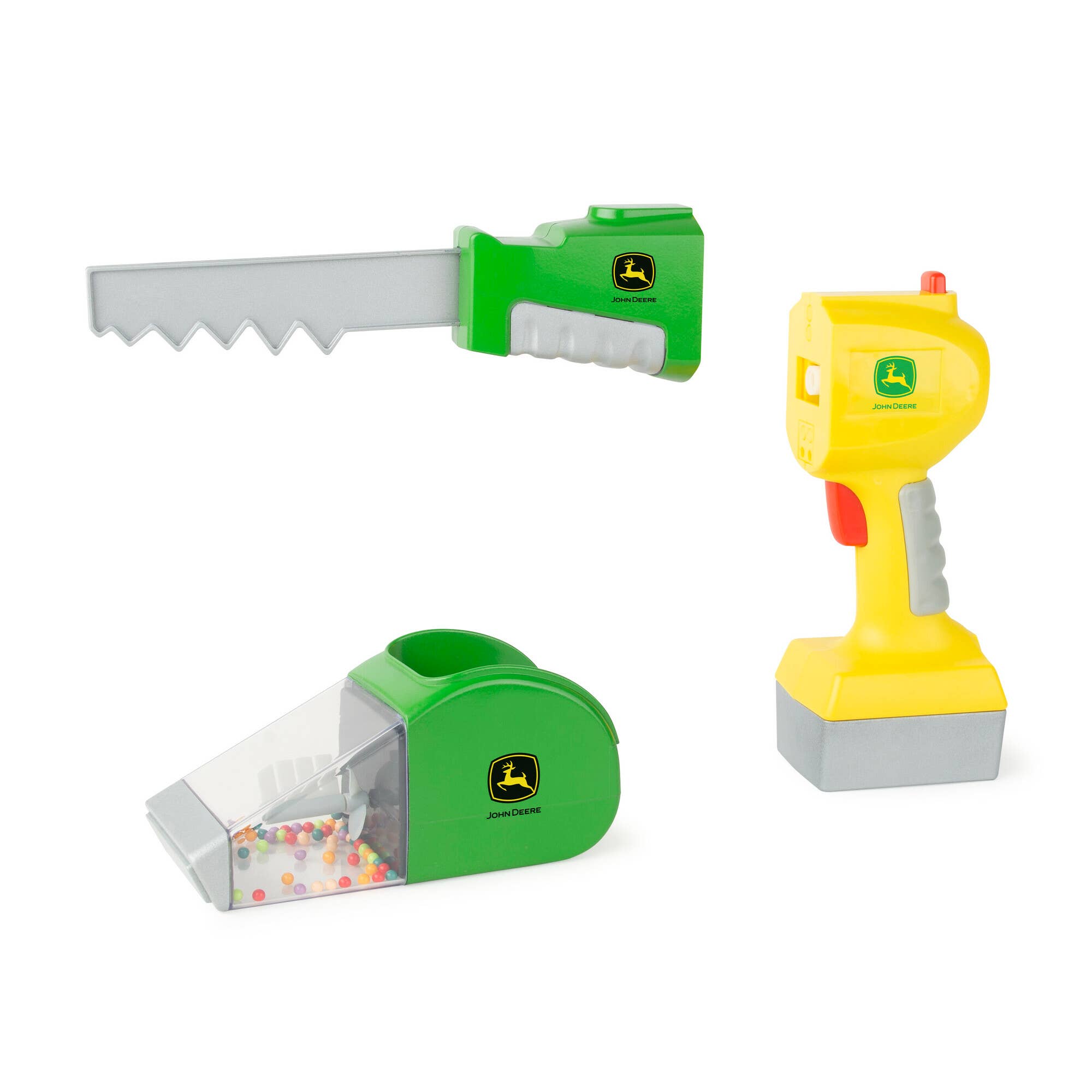 John Deere 2-in-1 Power Tool Toy with Toy Saw and Toy Vacuum