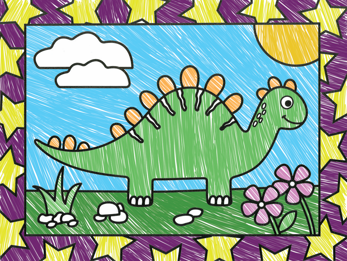 Stained Glass Coloring: Dinosaurs