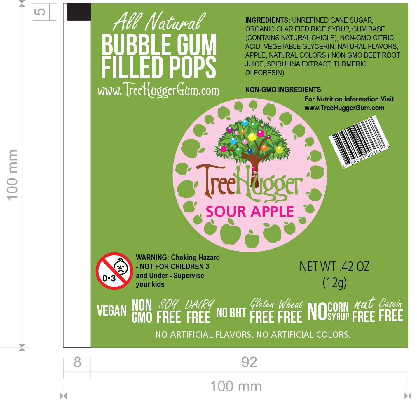TREE HUGGER BUBBLE GUM FILLED POPS