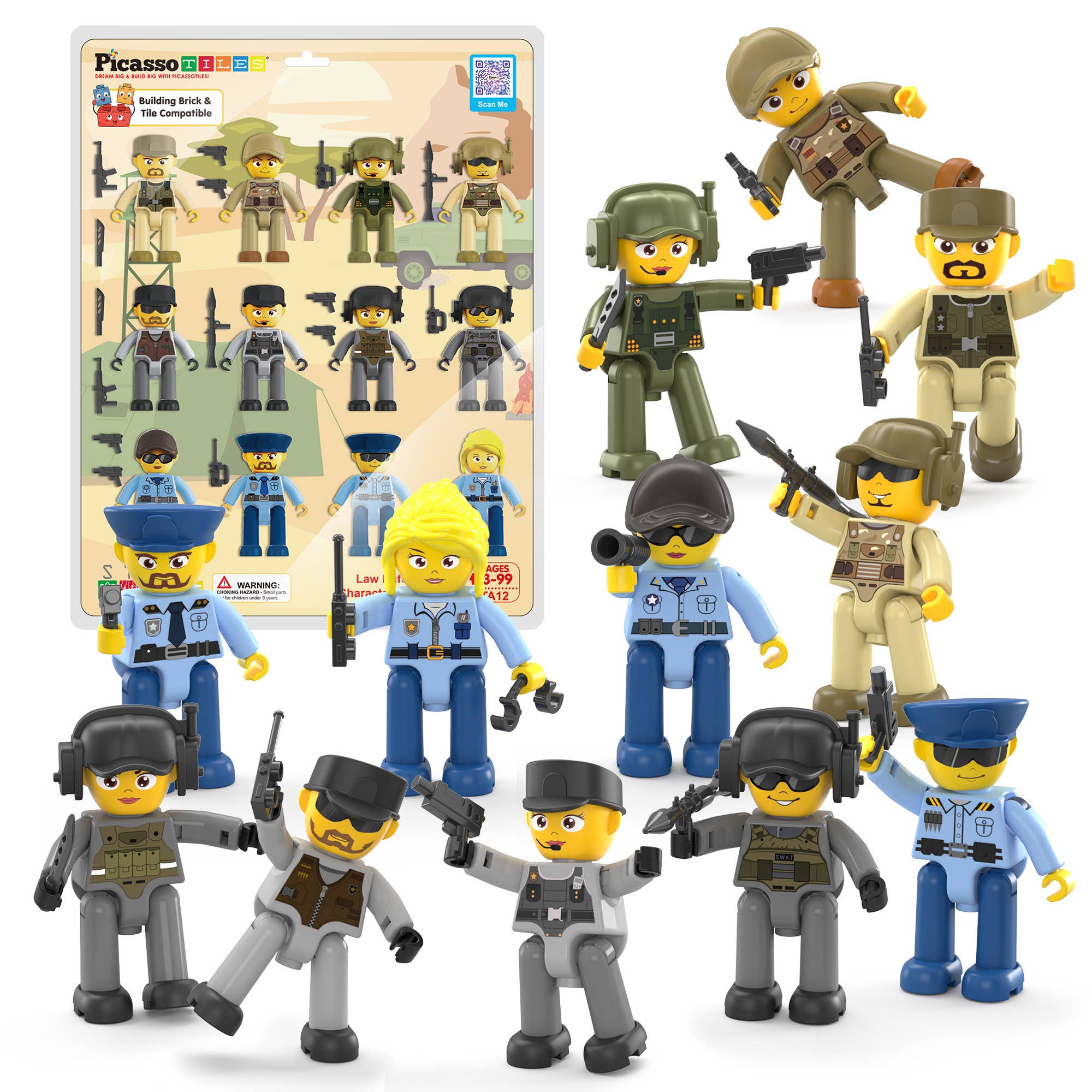 PicassoTiles 12pc Law Enforcement Magnetic Action Figures