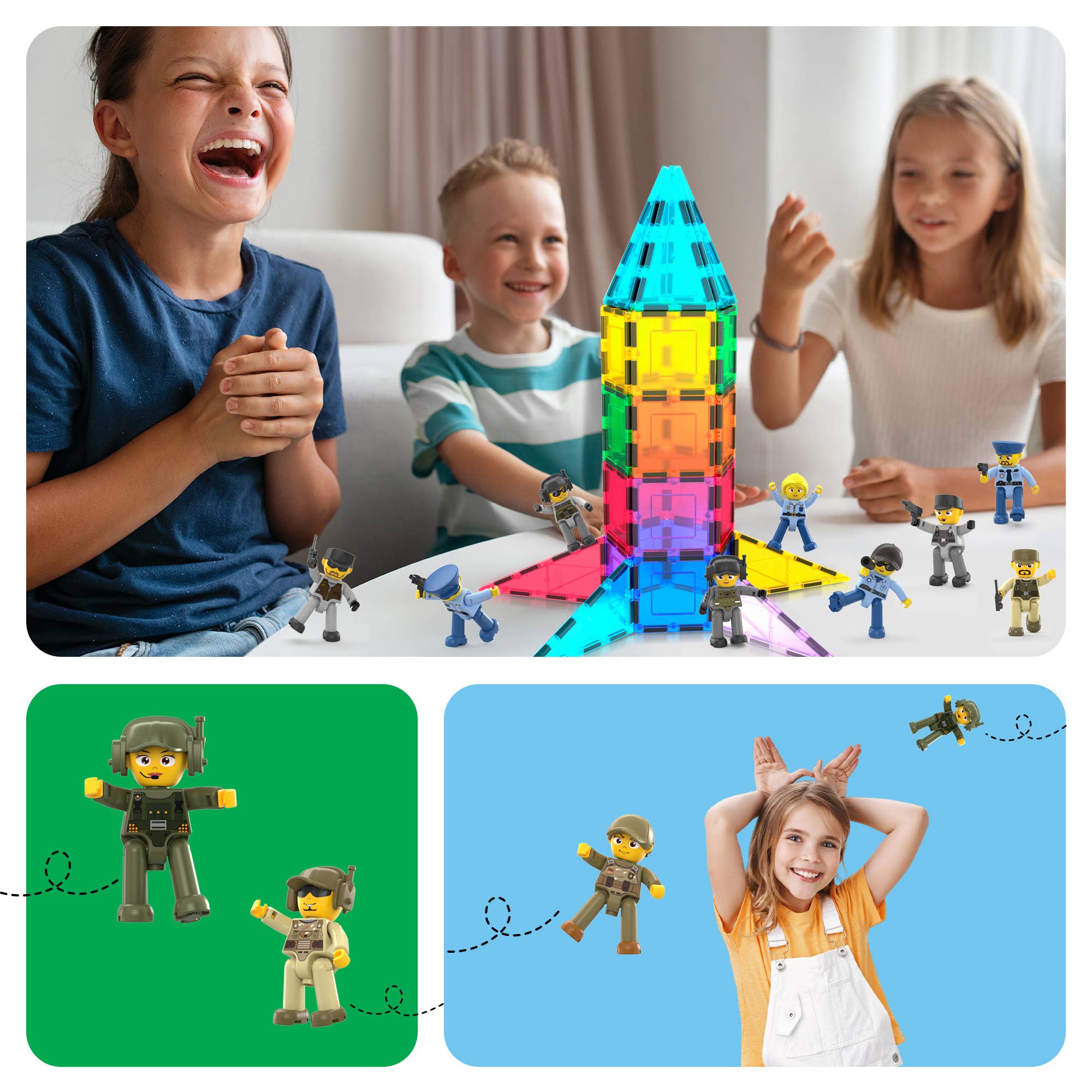 PicassoTiles 12pc Law Enforcement Magnetic Action Figures