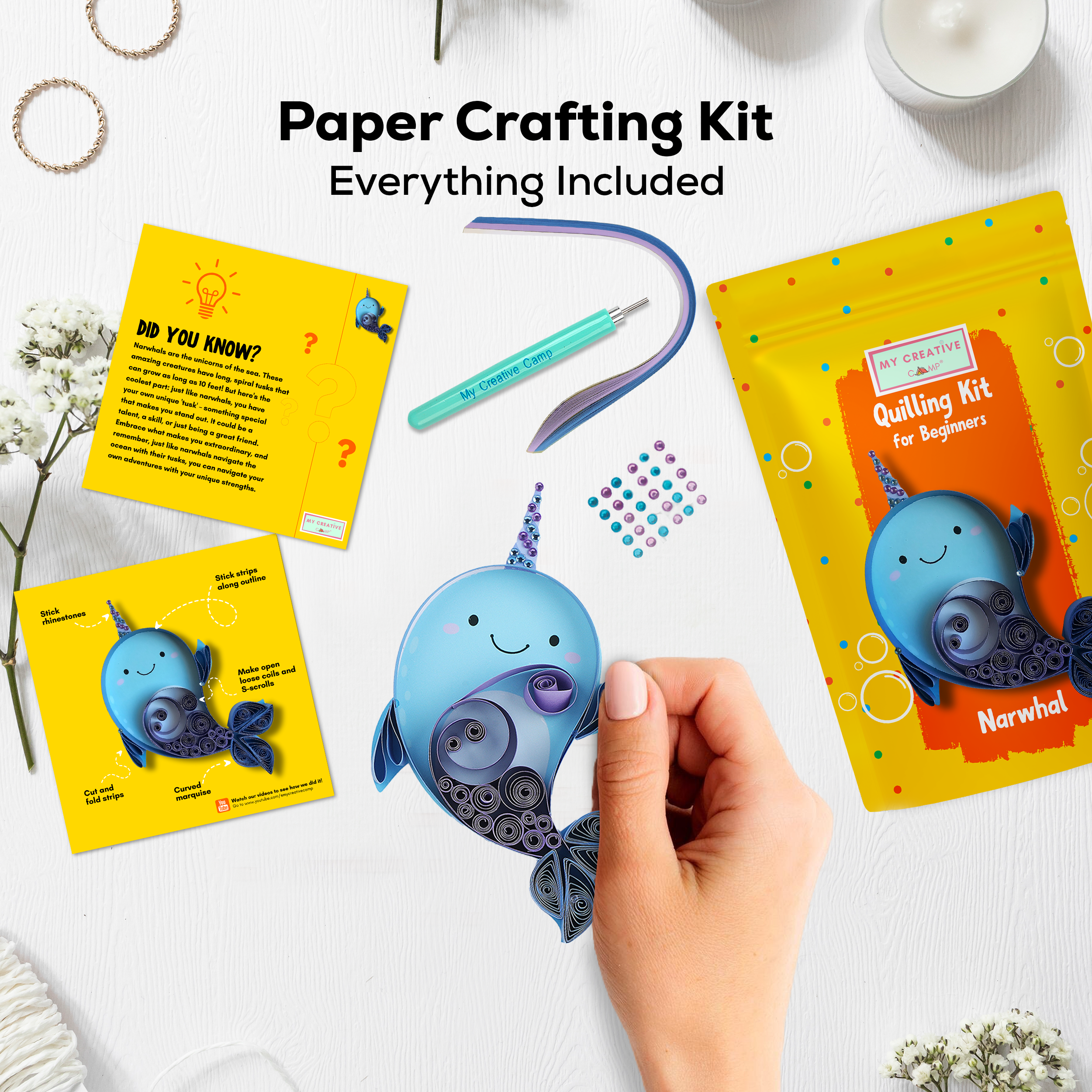 Narwhal Quilling Paper Craft Kit