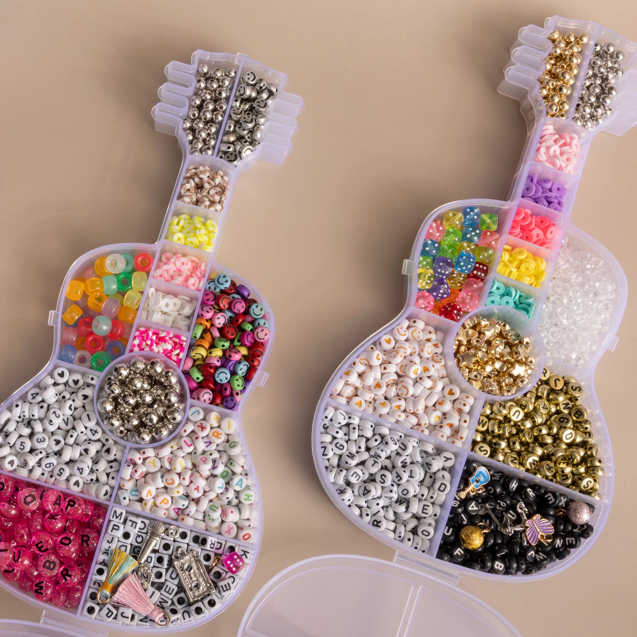 Pink Letter Bead and Happy Face DIY Jewelry Guitar Bead Box