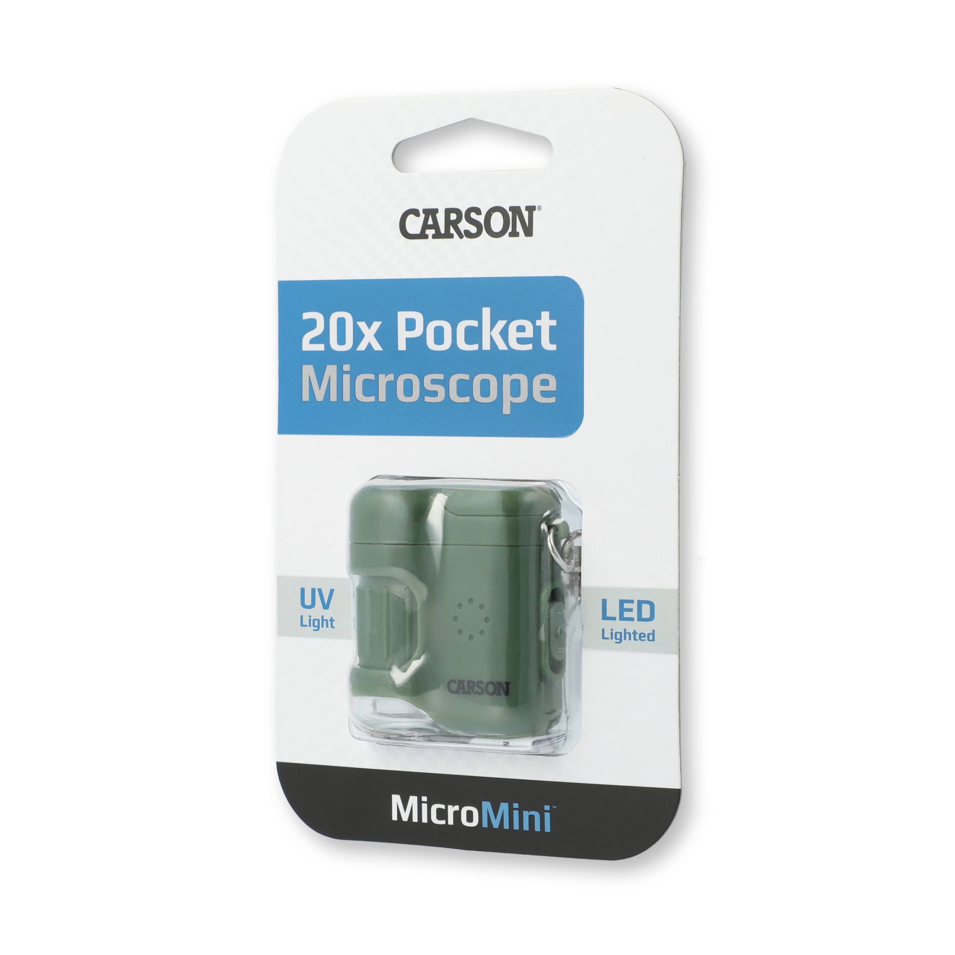 20x Lighted Pocket Microscope Keychain (Green) for Children