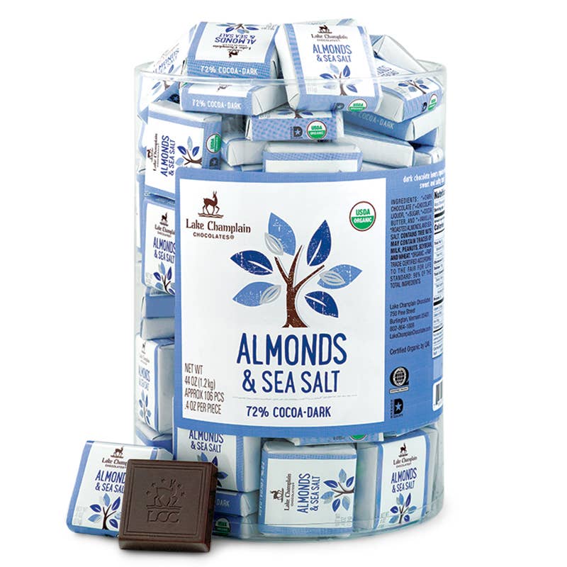 Organic 72% Dark Chocolate Almond & Sea Salt Squares
