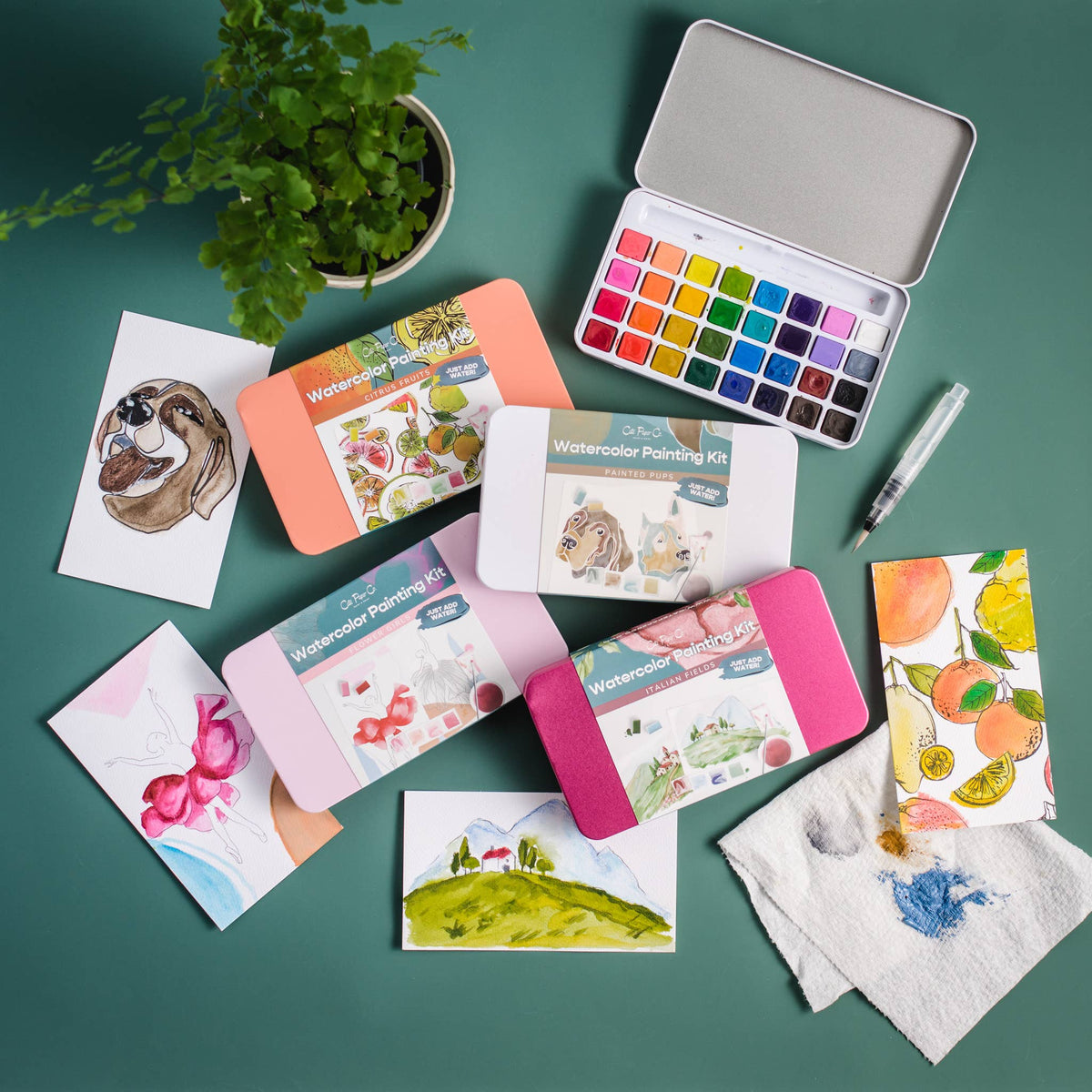 Retro Christmas watercolor painting kit