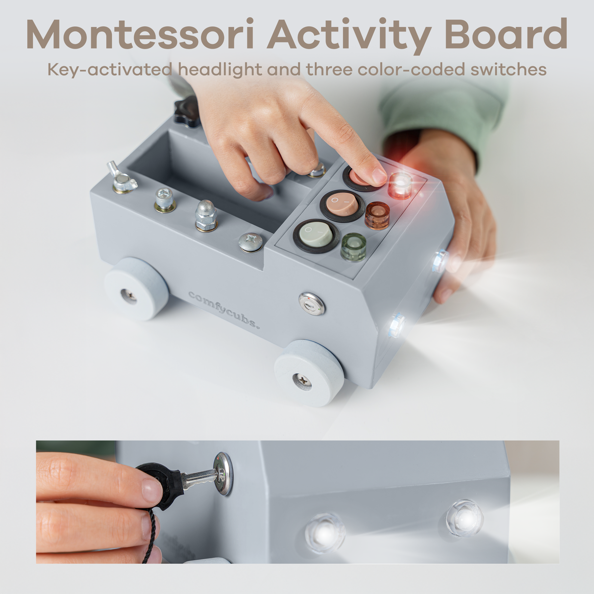 Busy Board Truck Toy Set with LED Light Switch for Kids 3+