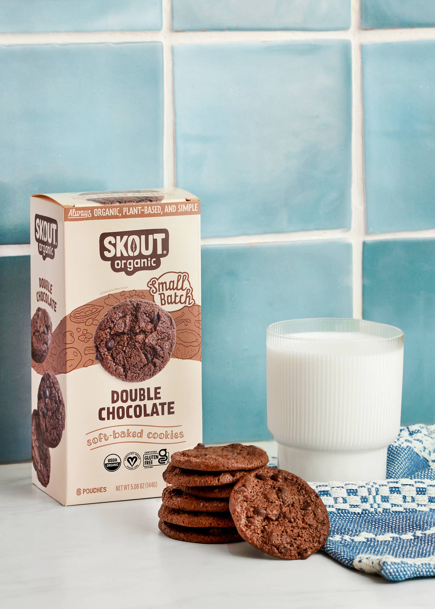 individually wrapped Skout Organic Double Chocolate Soft Baked Cookies