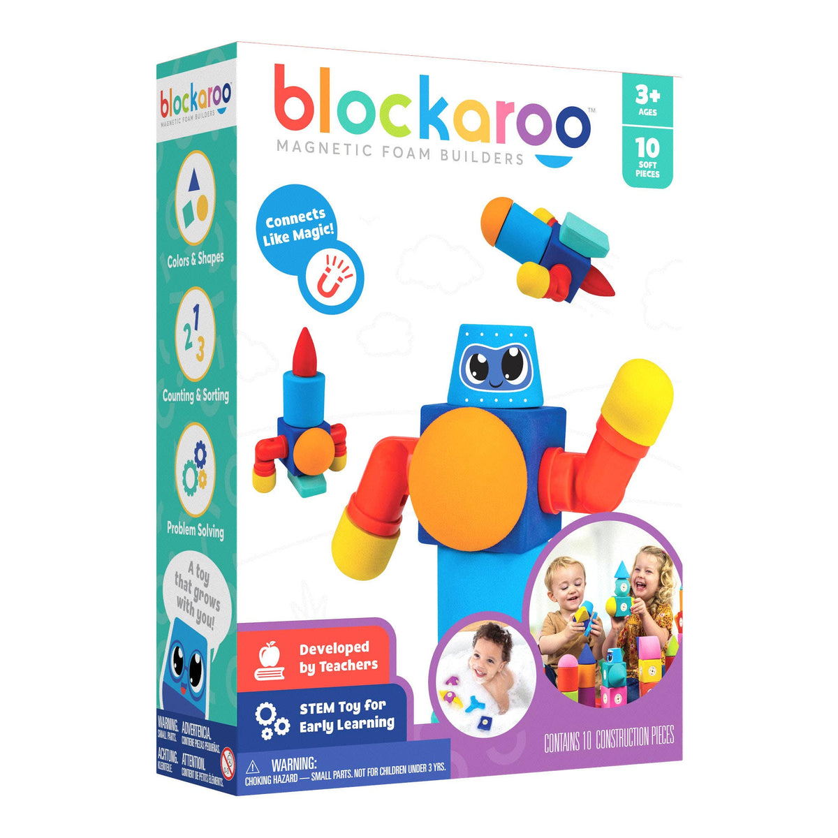 Blockaroo Magnetic Foam Blocks, 10-Pc Robot, Ages 3+