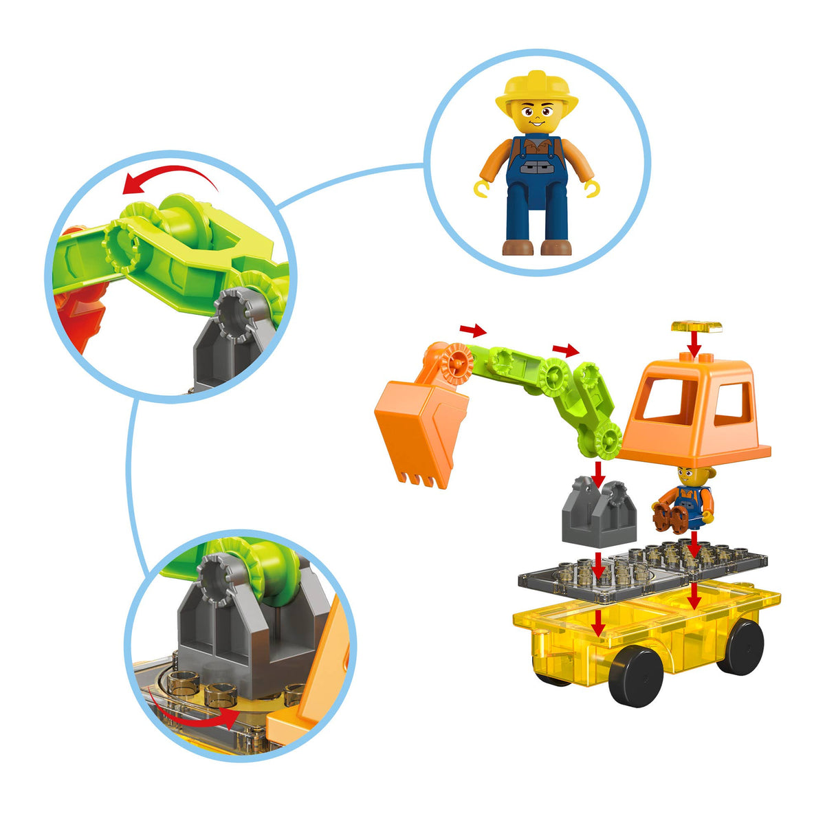 PicassoTiles 16pc Construction Magnetic Tile Building Set