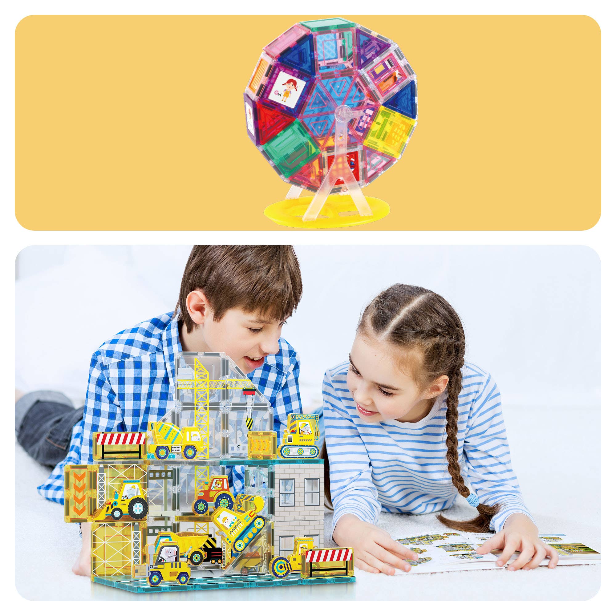 PicassoTiles Idea Book for Toy Magnet Building Tile Set