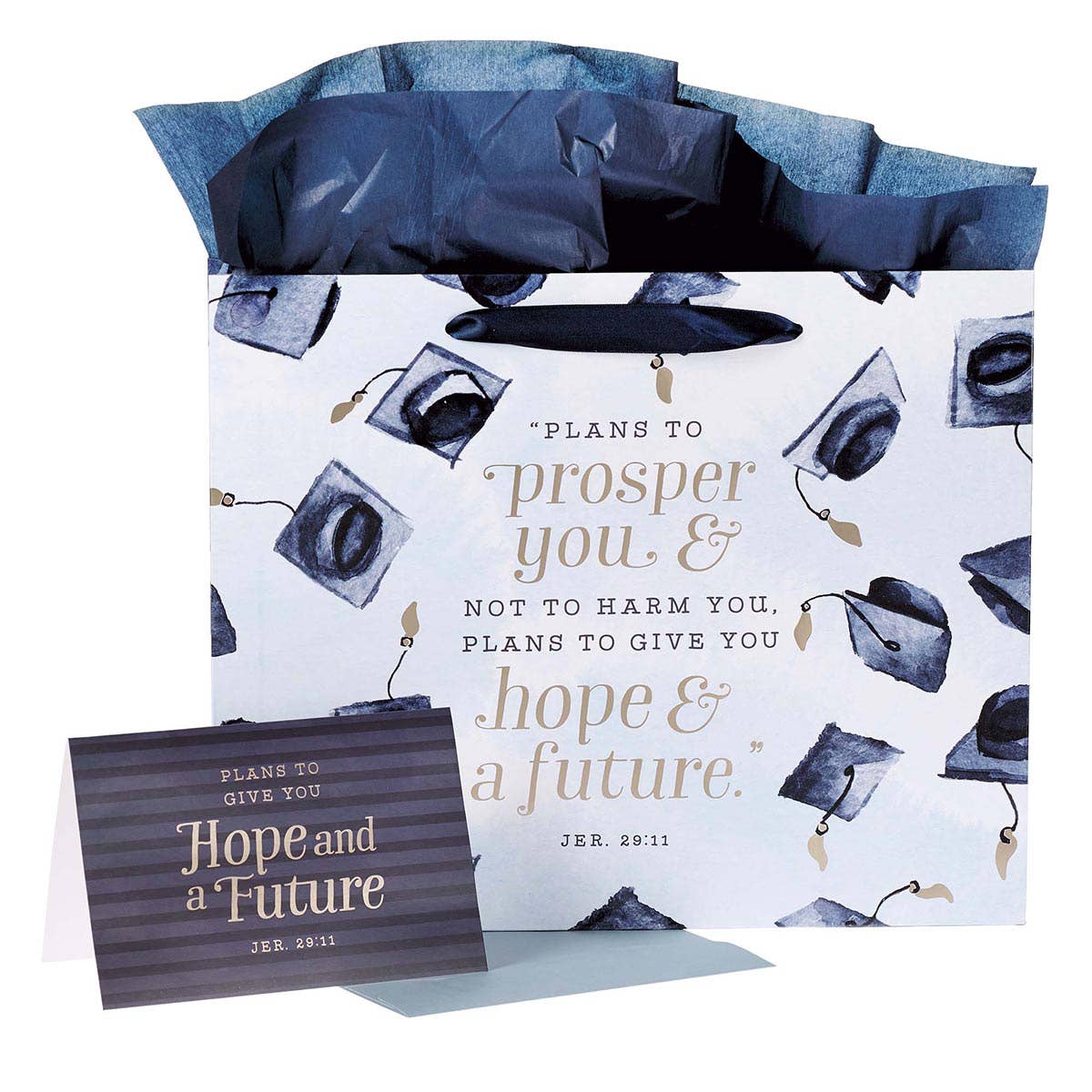 Hope & a Future Large Blue Gift Bag Set for Graduates with C