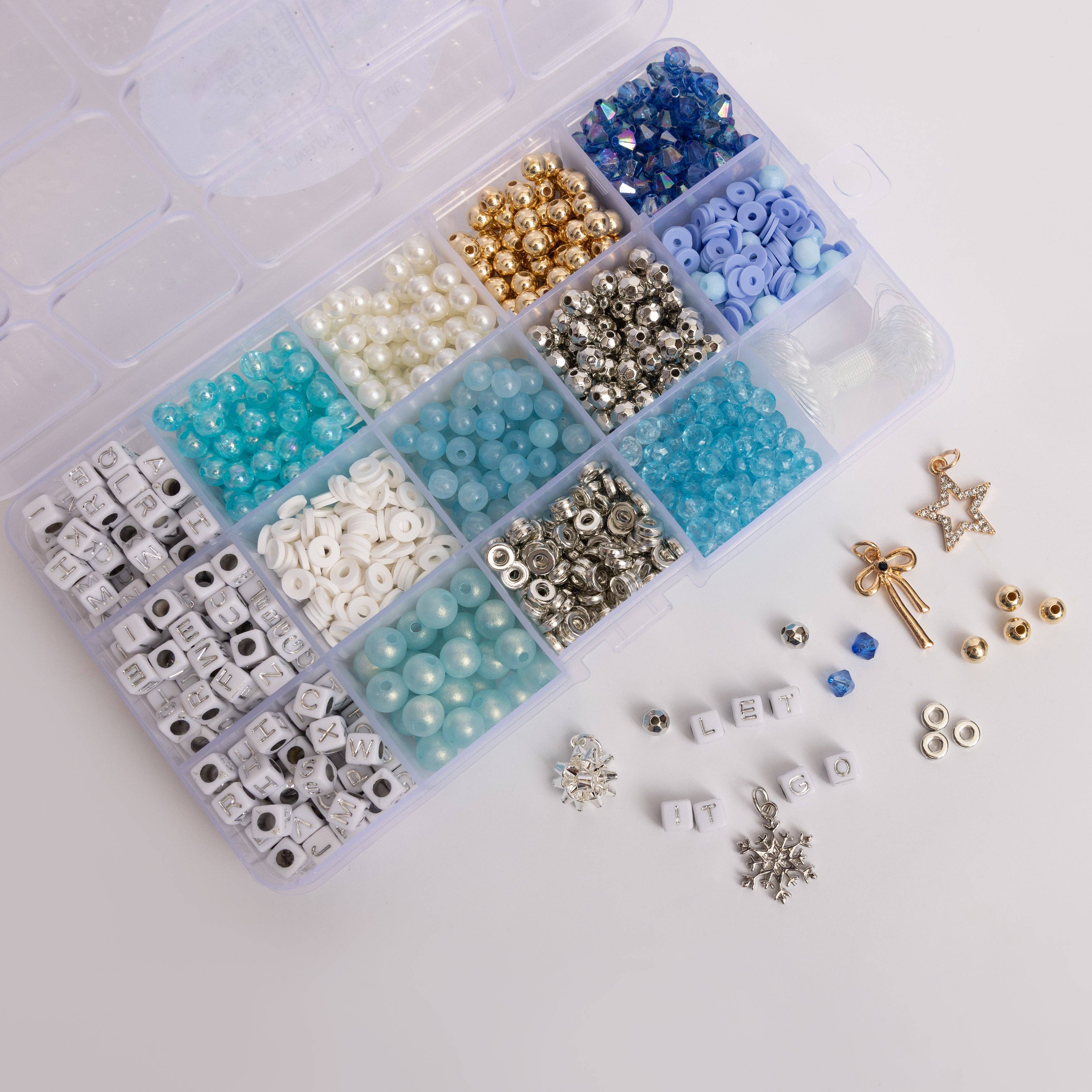 Winter Holiday Silver & Blue DIY Letter Bead Kit