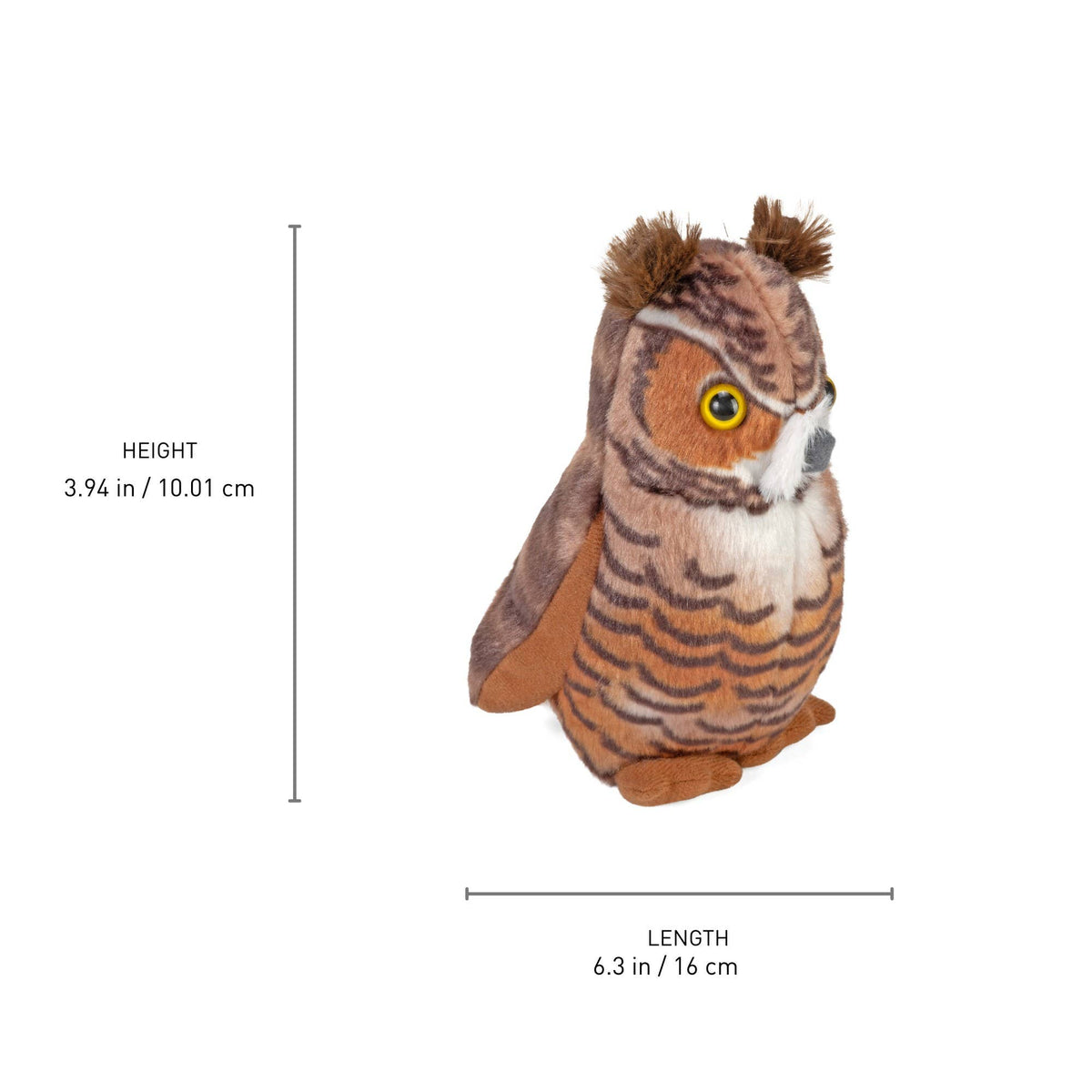 Audubon II Great Horned Owl Stuffed Animal W Sound 5.5"
