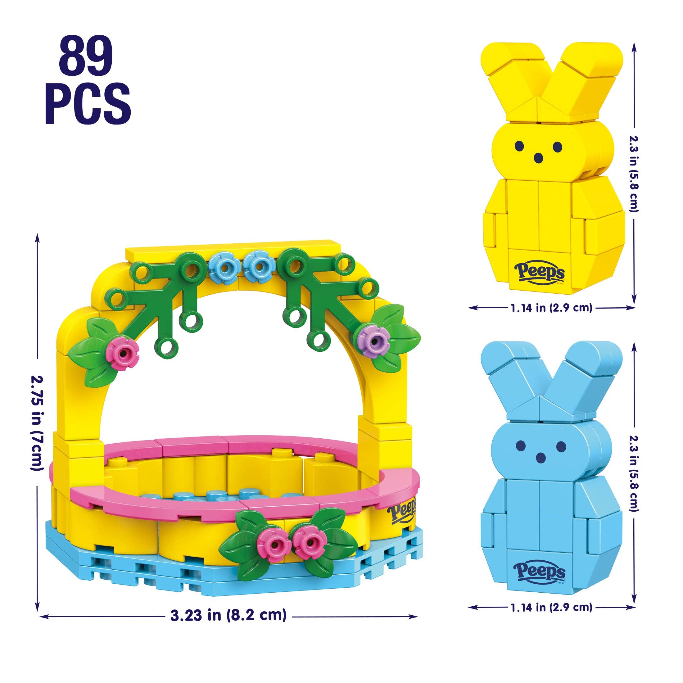 Peeps Easter Basket Yellow and Blue Brick Building Set