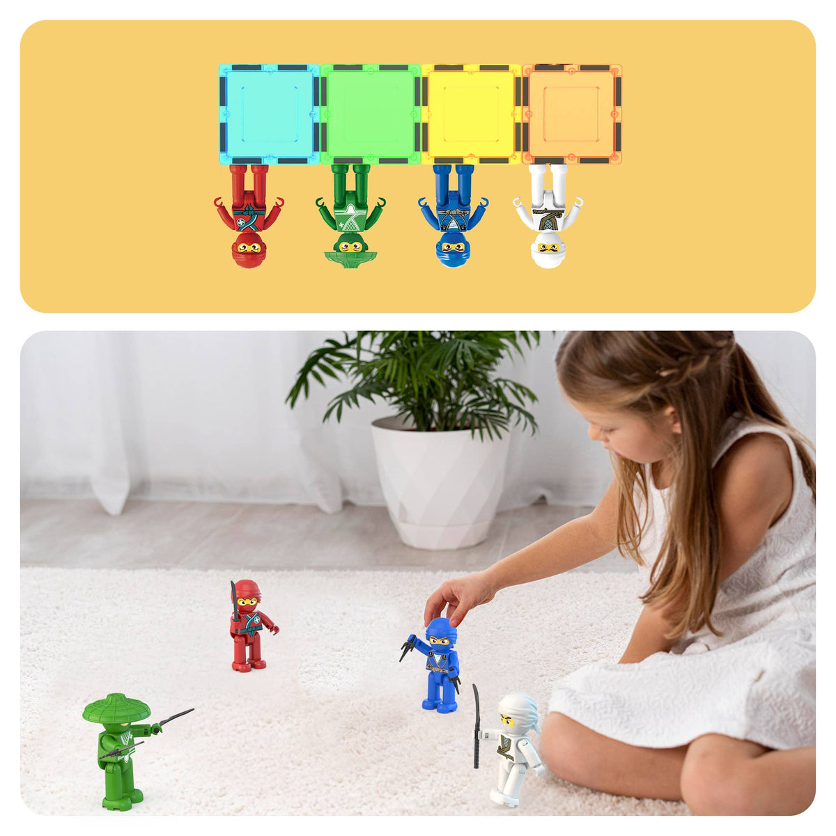 PicassoTiles 4pc Ninja Magnetic Action Figures