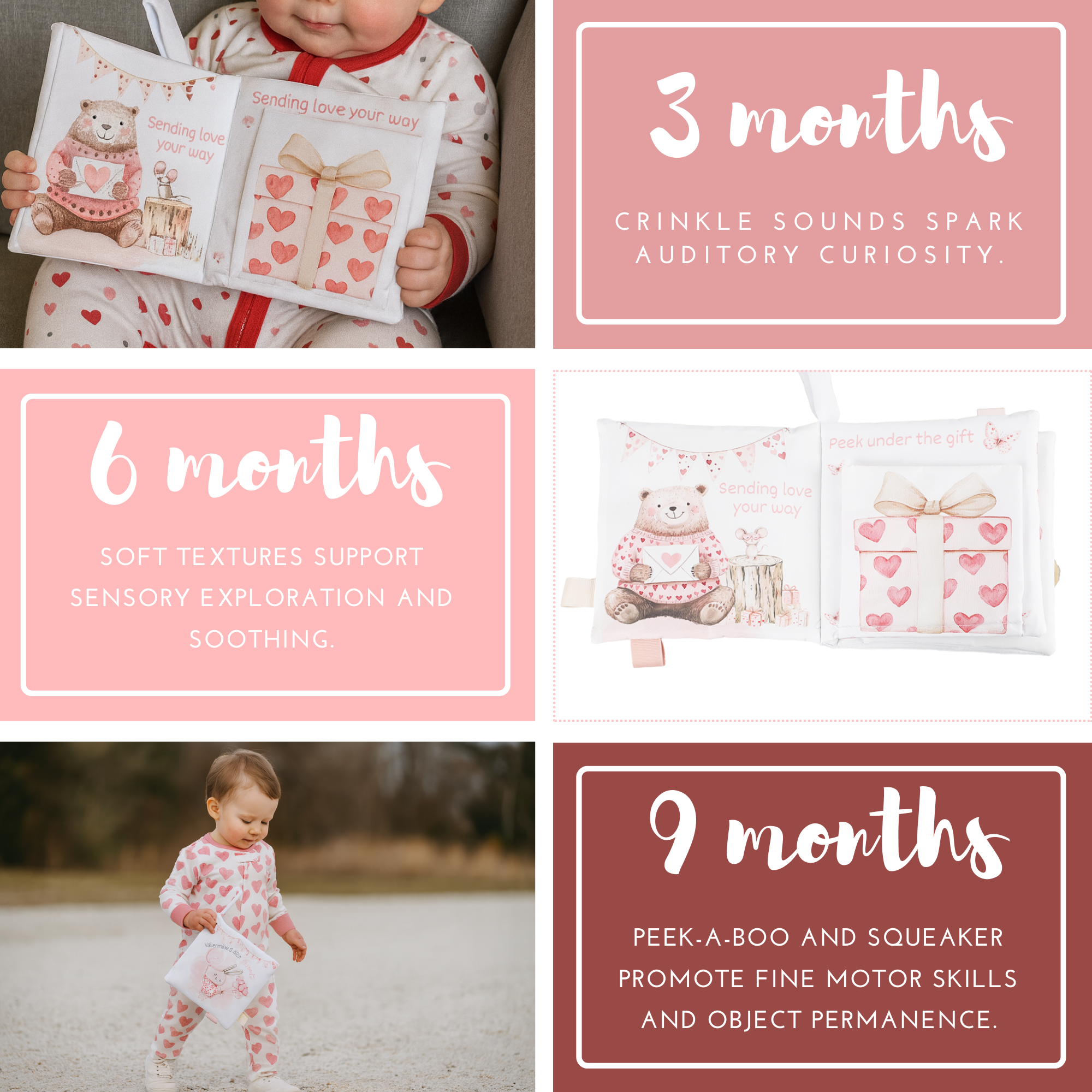 Valentines – 10-Page Crinkle Cloth Book for Babies Taggies