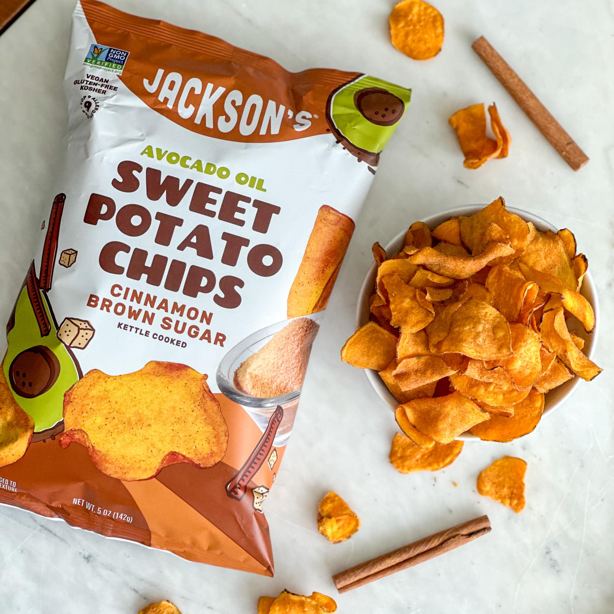 Cinnamon Brown Sugar Sweet Potato Chips in Avocado Oil 5oz (Pack of 8)