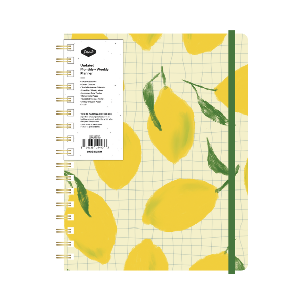 Lemon Grid Hardcover Undated Planner
