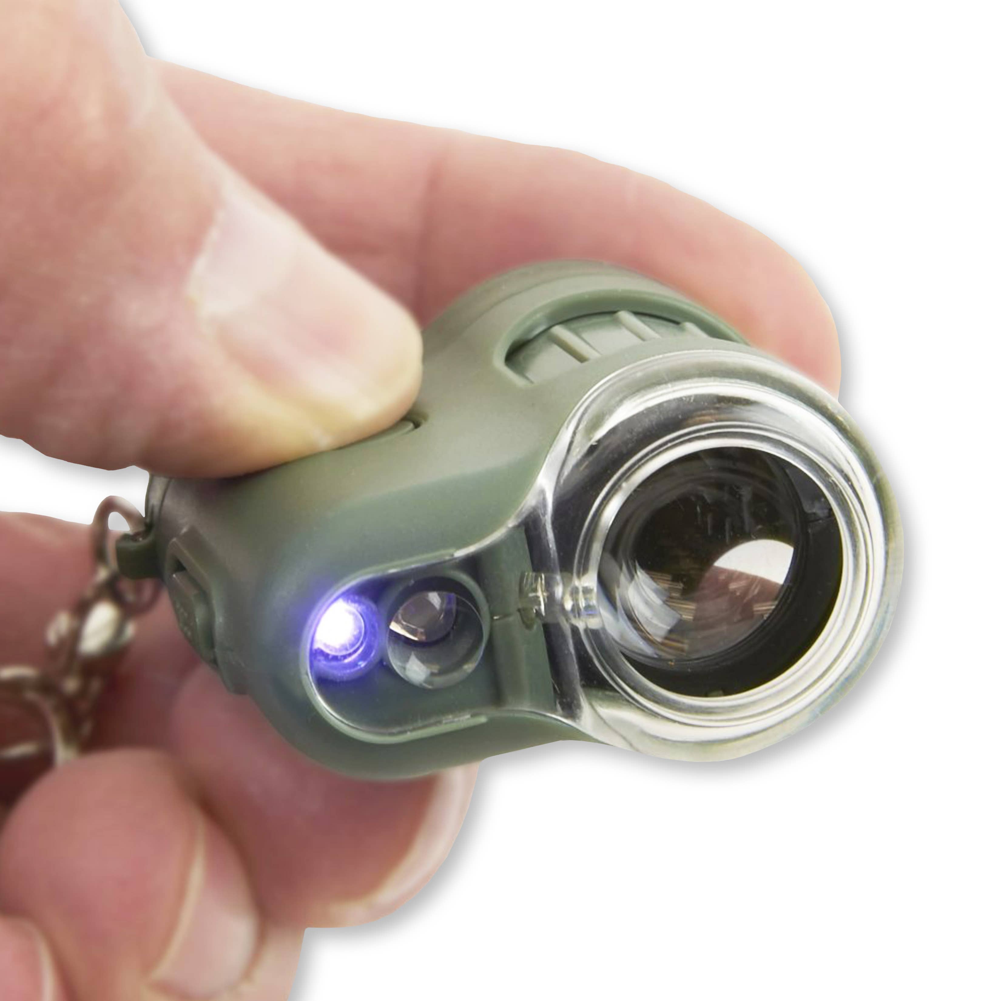 20x Lighted Pocket Microscope Keychain (Green) for Children