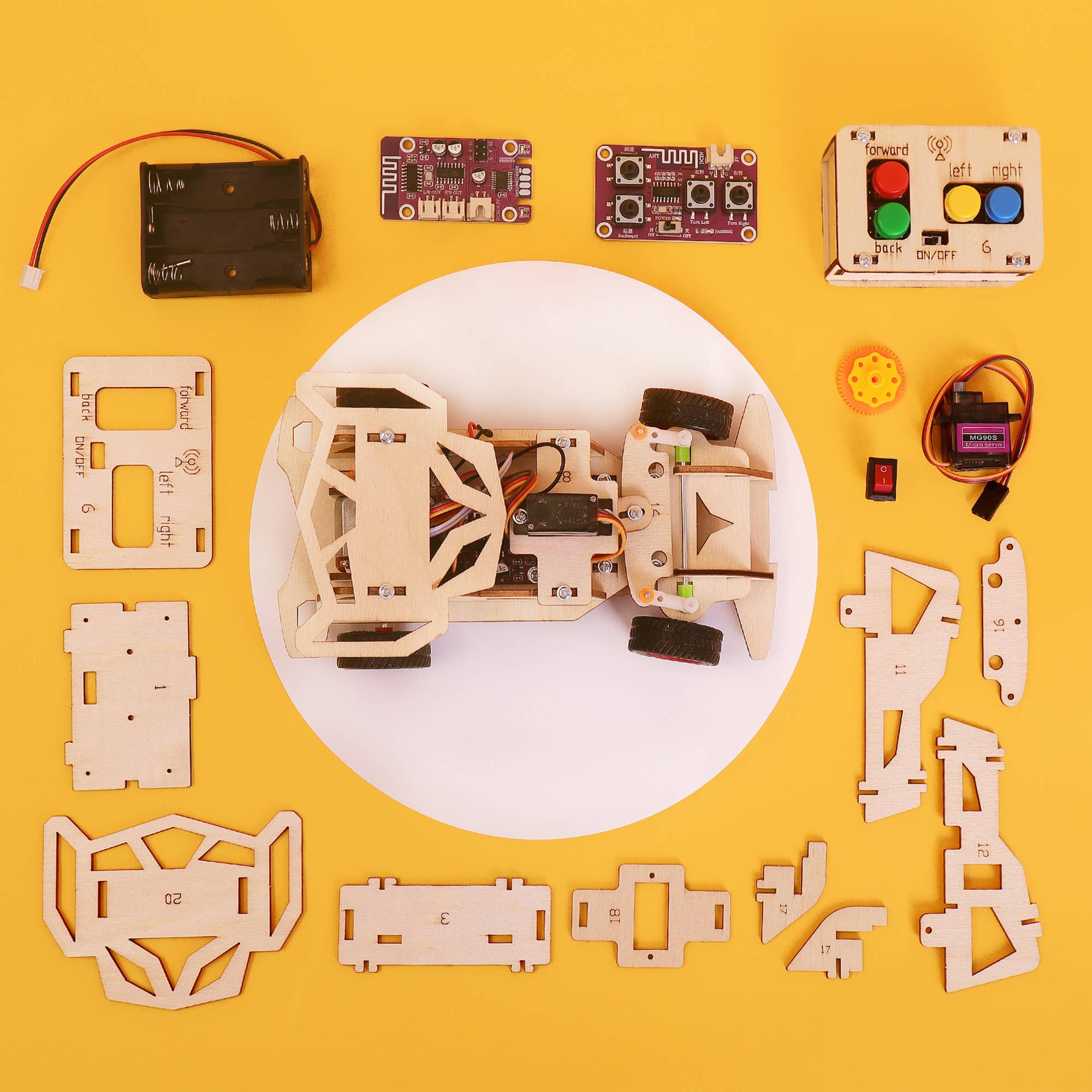 Steering Remote Controlled Car DIY Kit, Educational STEM Toy