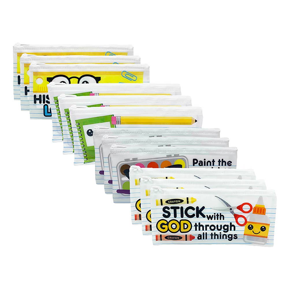 Pencil Cases - Assorted Wording - Pack 12