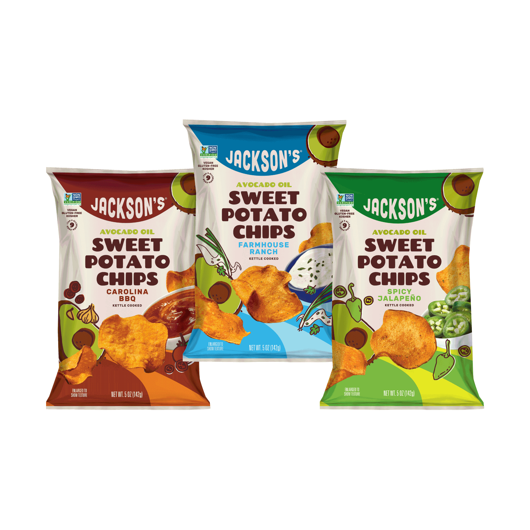 Variety Pack Sweet Potato Chips in Avocado Oil 5oz (Pack of 8)