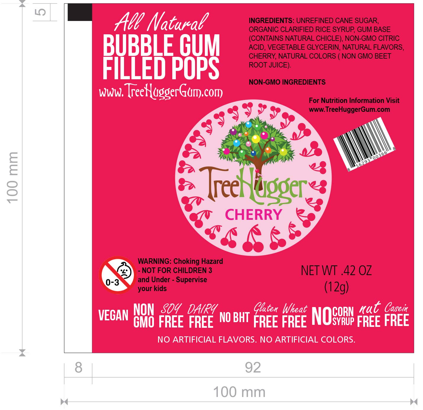 TREE HUGGER BUBBLE GUM FILLED POPS