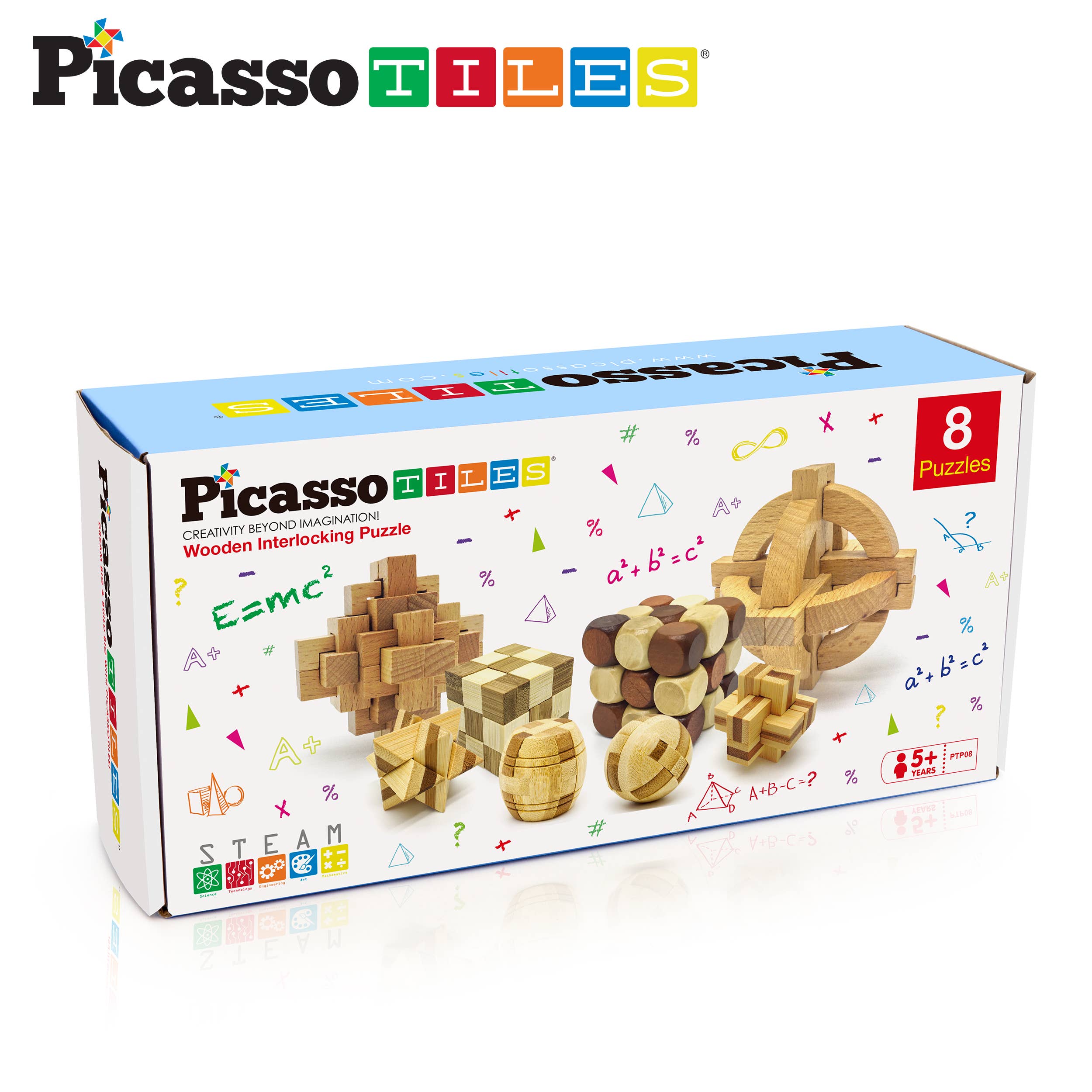 PicassoTiles 8PK Wooden Logic Puzzle