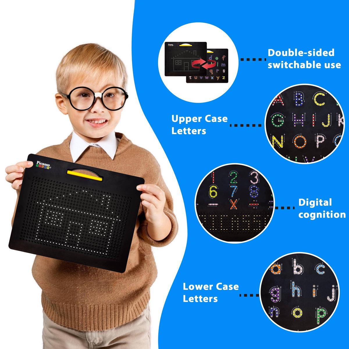 PicassoTiles 2PK Magnetic Educational Drawing Tablet Pad