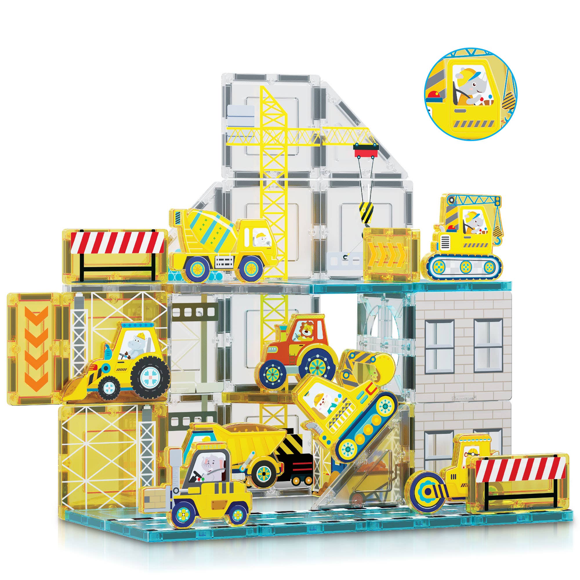 PicassoTiles 45pc Construction Magnetic Tile Building Set