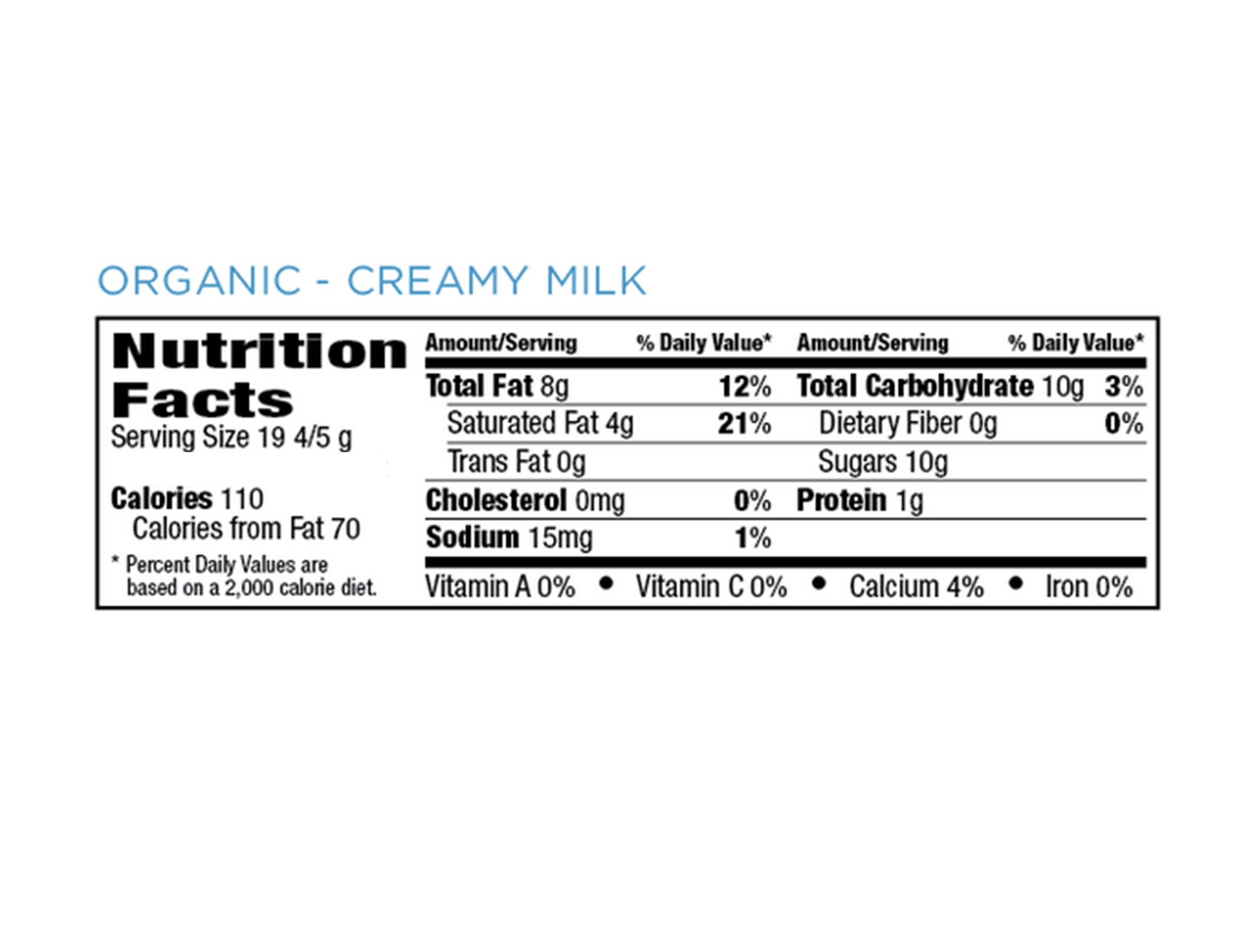 Organic Creamy Milk & Milk Chocolate Mini Bars, 0.7 oz