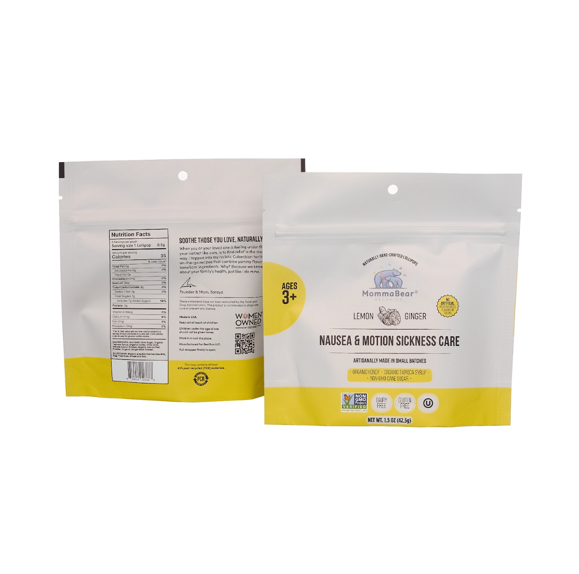 Nausea & Motion Sickness Aid Lollipop; Lemon, Ginger, Honey