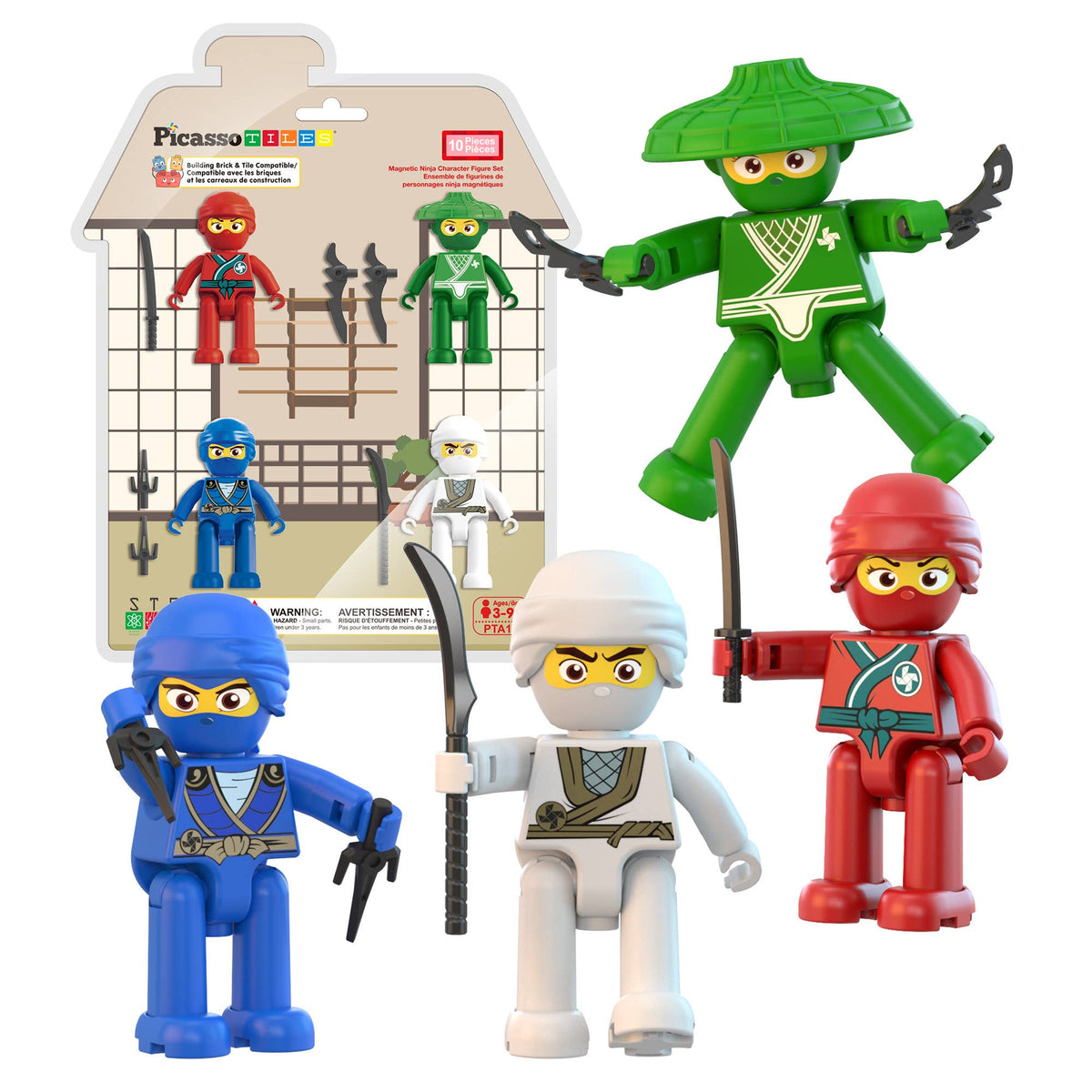PicassoTiles 4pc Ninja Magnetic Action Figures