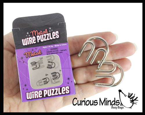 1 Mini Metal Wire Brain Teaser Puzzles - Individually Wrappe