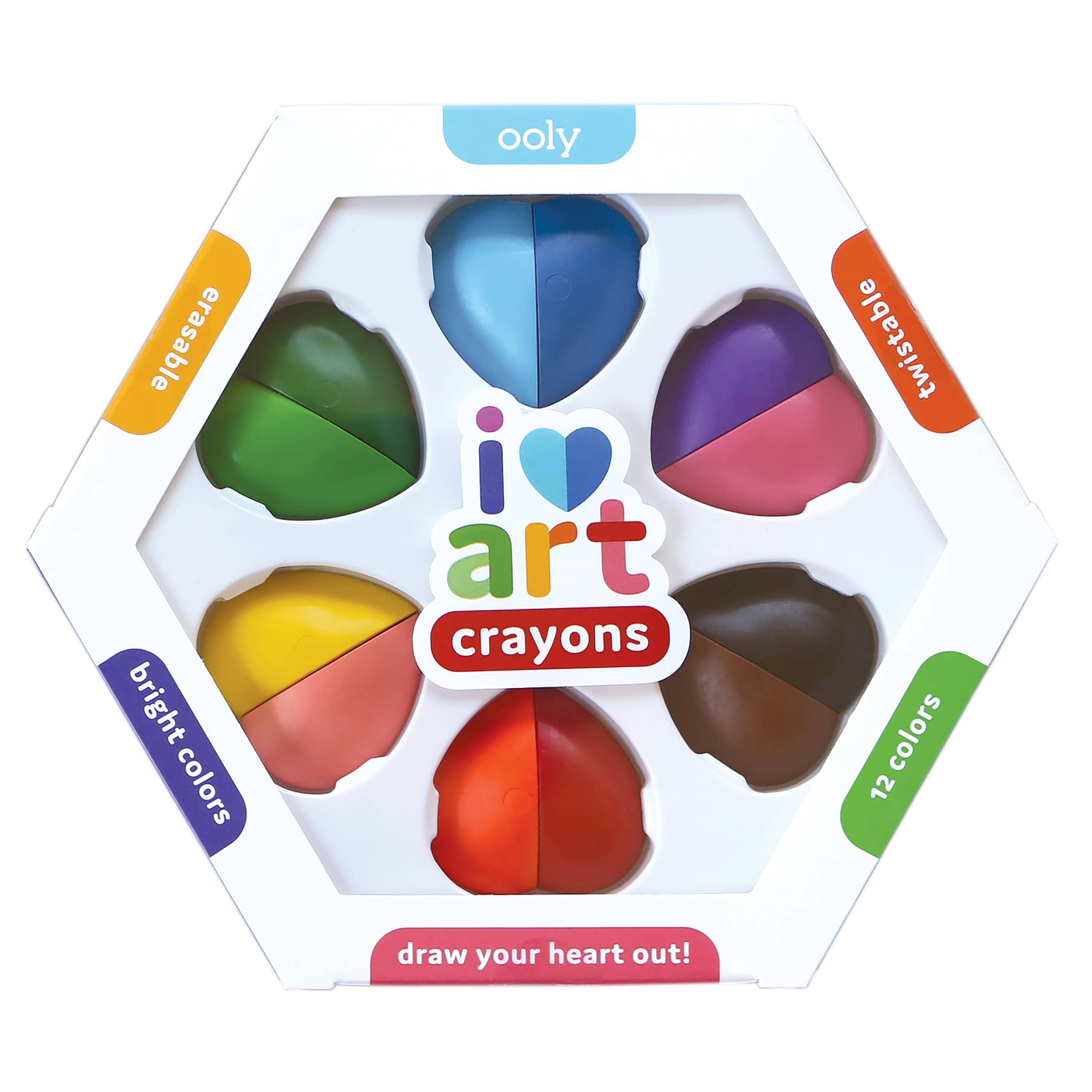I Heart Art Erasable Crayons - Set of 6 / 12 Colors